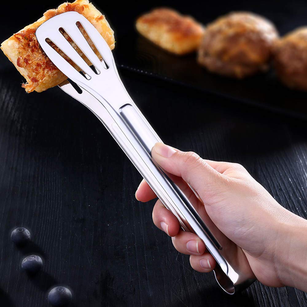 Premium Stainless Steel Kitchen Tongs - Heat-Resistant Food Tongs for Cooking, Baking, BBQ & Buffet Serving - Ideal for Pastry, Bread, Salad & Grilling (Set of 2) - Perfect for Restaurants, Catering & Home Kitchens
