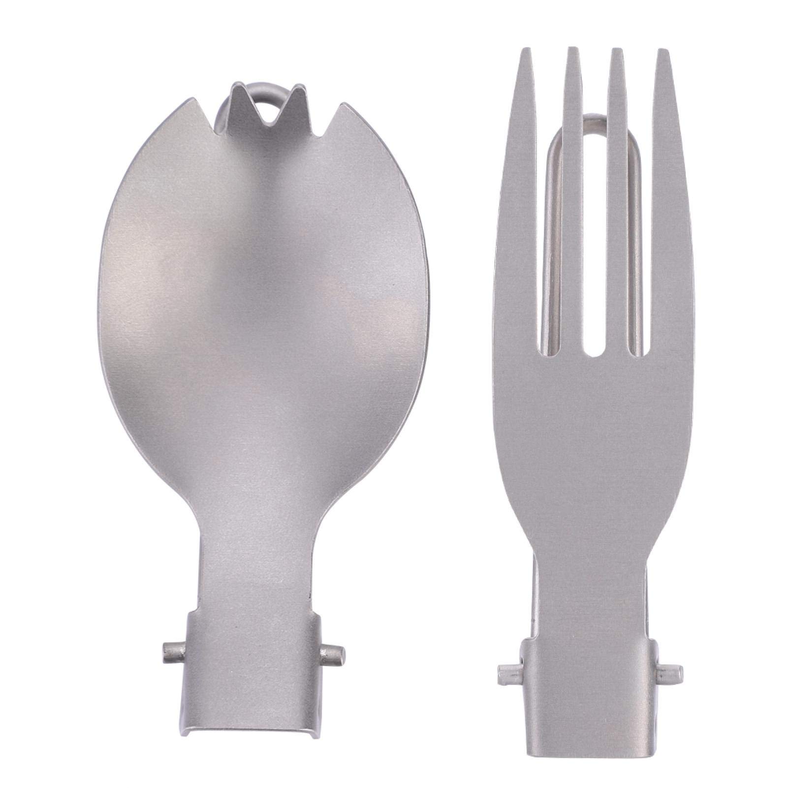 **Titanium Folding Utensil Set - Portable Camping Cutlery with Locking Handle | Lightweight Spoon & Fork for Backpacking, Hiking, Travel | Perfect for Outdoor Dining, Picnics & Thermos Meals**