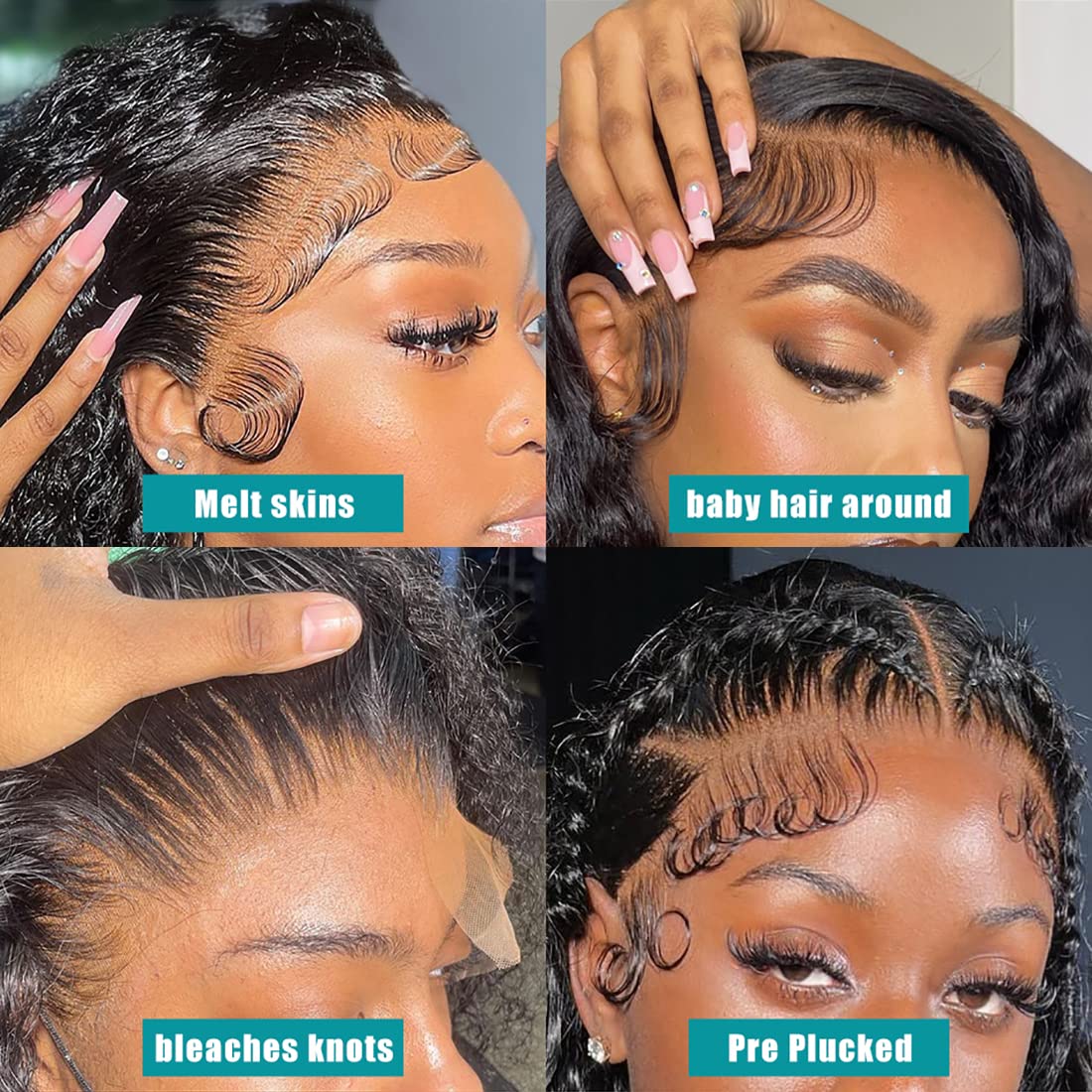 Deep Wave Lace Front Wigs Human Hair 180% Density Curly Lace Front Wig for Black Women - 13x4 Lace Frontal with Baby Hair & Adjustable Straps (24 Inch) - Perfect for Daily Wear, Parties, Weddings & Special Occasions