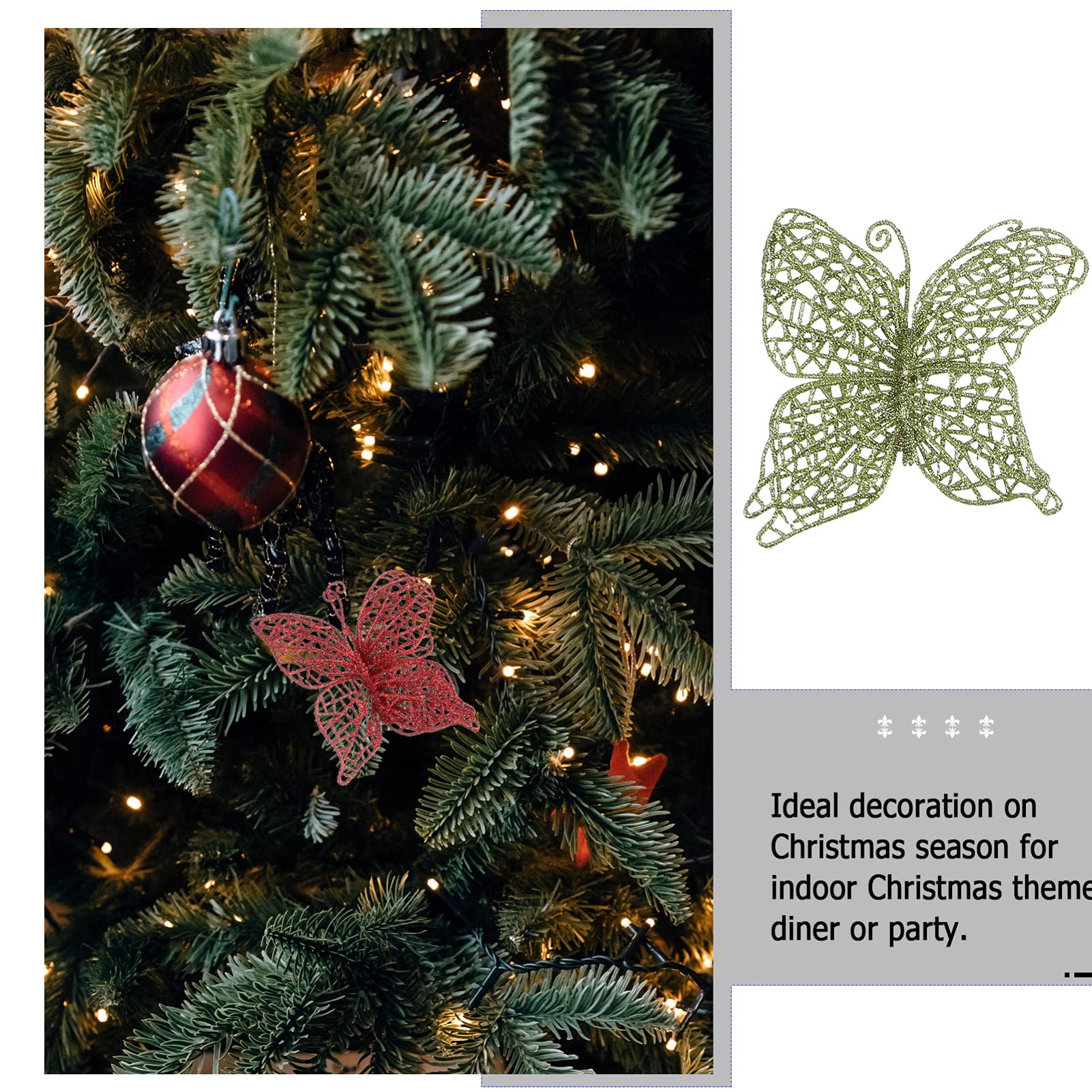 FOMIYES 3D Glitter Butterfly Decorations - 20PCS Hollow Out Butterfly Wall Decals for Christmas Tree, Party, Bedroom & Home Decor - Perfect for Holiday, Wedding, and DIY Craft Projects