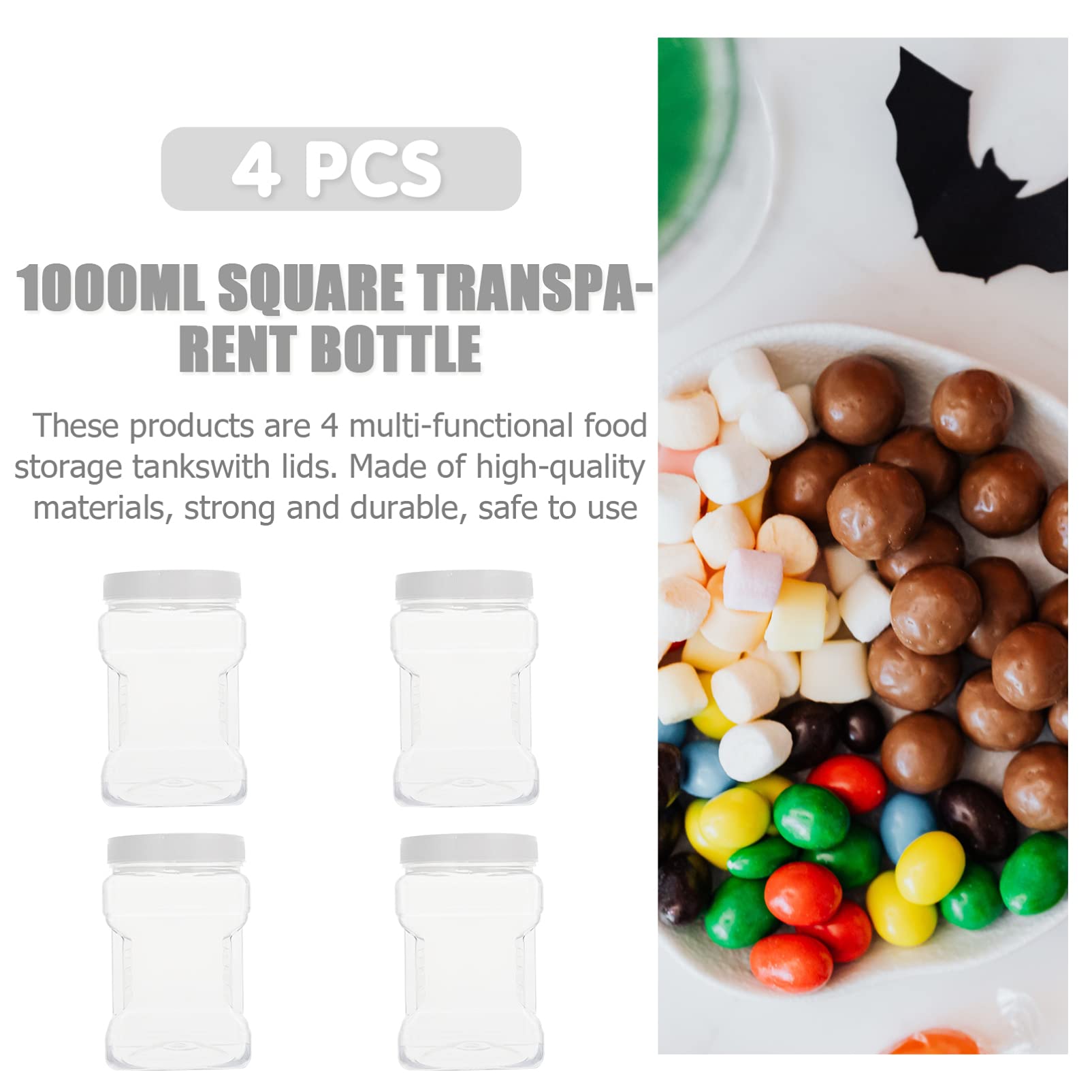 4pcs Plastic Food Storage Jars for Honey & Kitchen Use