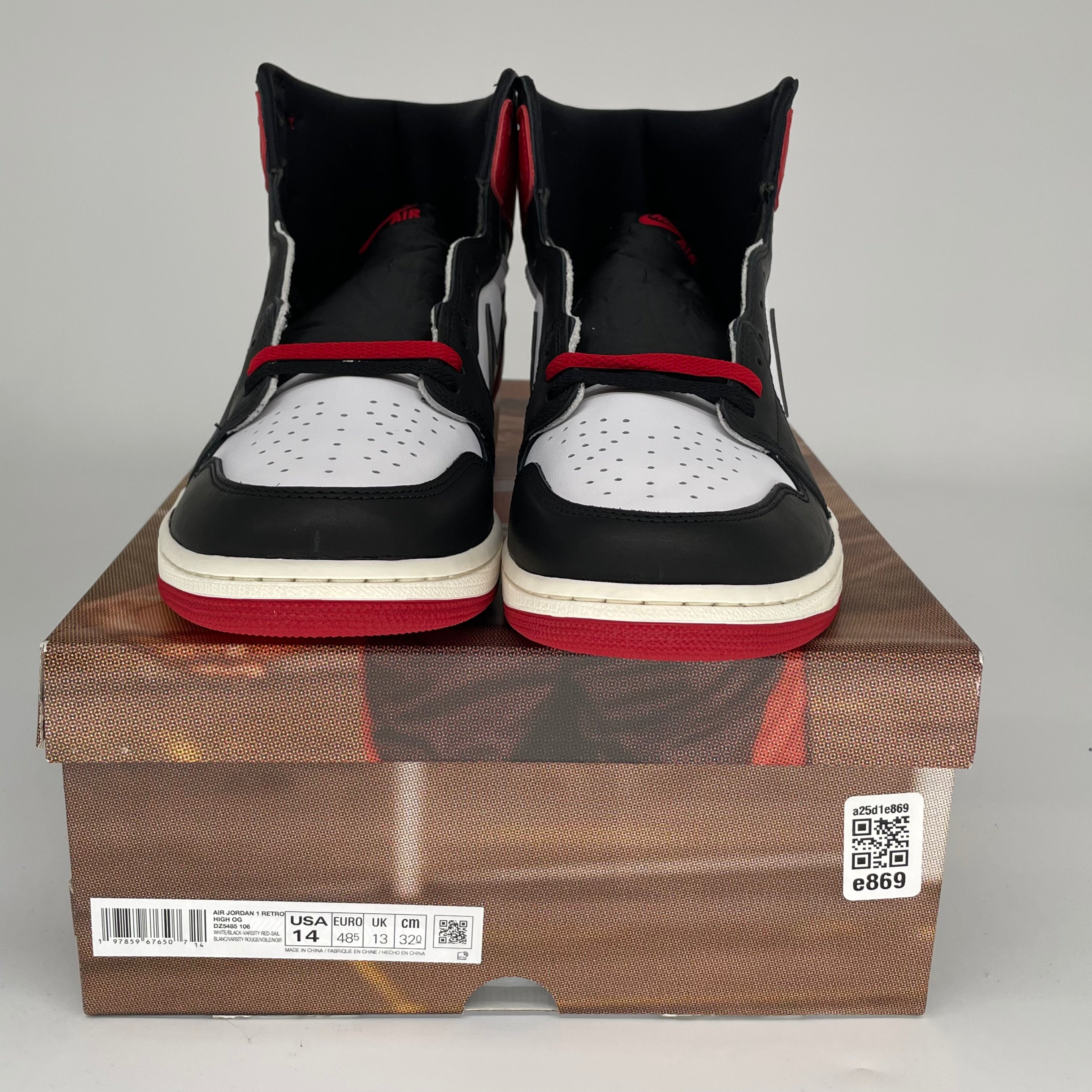 AIR JORDAN 1 Black Toe Reimagined Sneakers - Men's Size 14 (DZ5485-106) - Retro Basketball Shoes for Streetwear & Casual Outfits