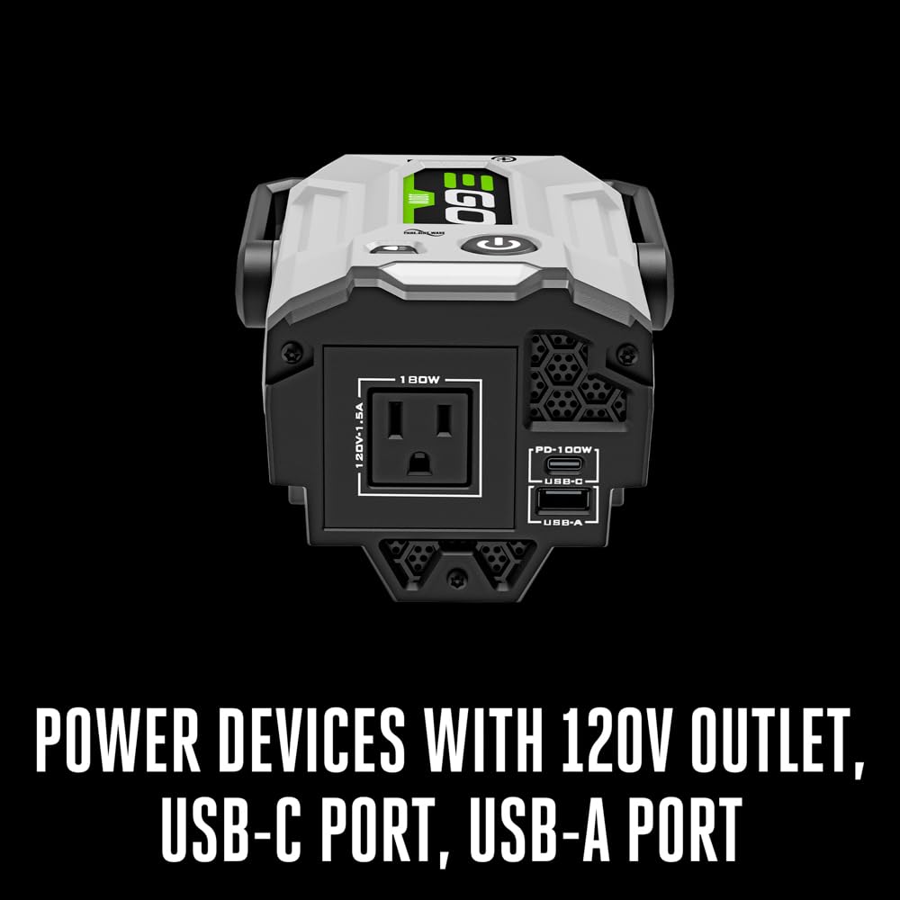 EGO PAD1800 Nexus Escape 180W Pure Sine Wave Power Inverter with USB Ports (AC Outlet) - Perfect for Camping, RV Trips & Emergency Power Backup (Battery & Charger Sold Separately)