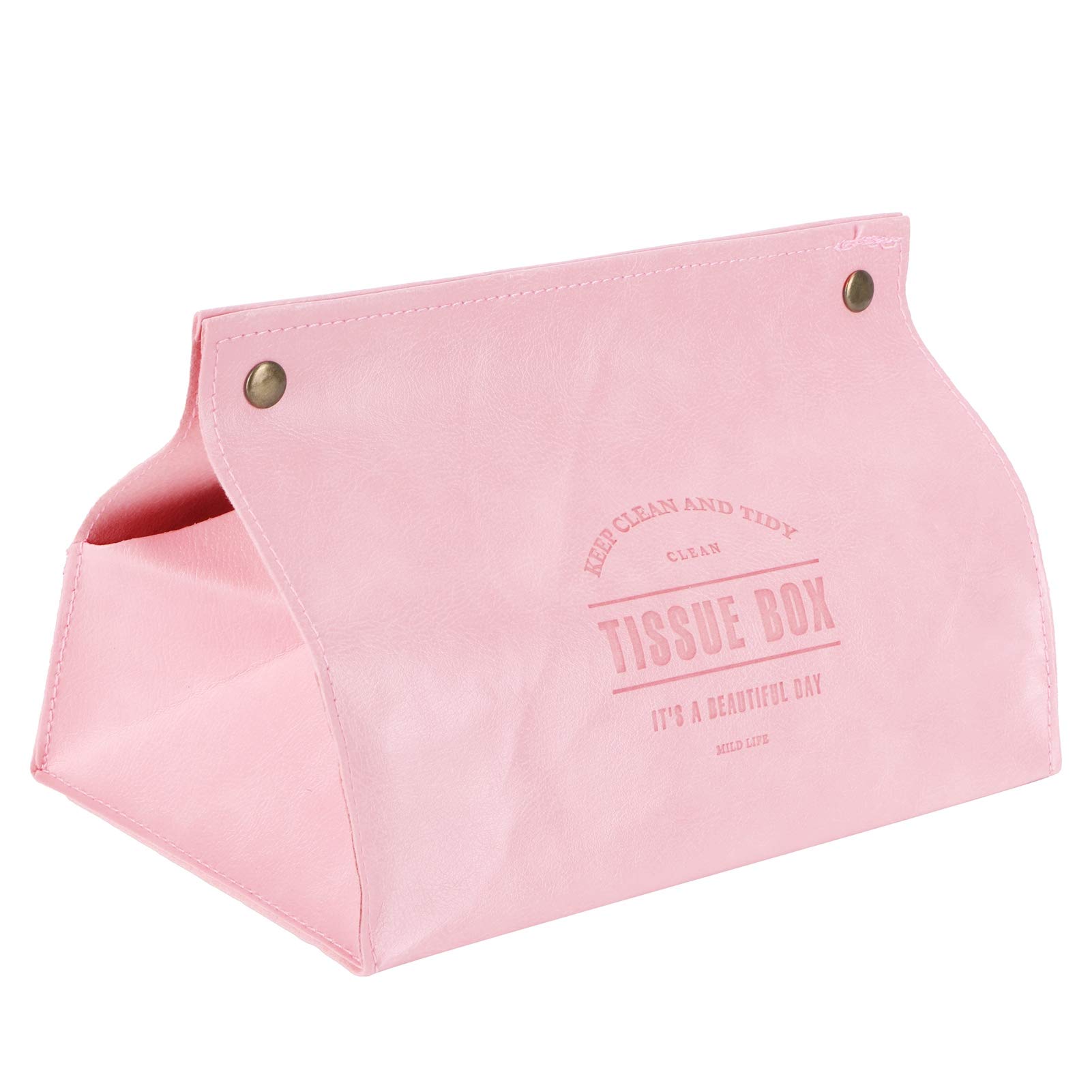 Premium PU Leather Tissue Box Holder - 7.9 x 4.7 x 4.9 Inches Elegant Desk Organizer for Bedroom, Office & Living Room - Soft Pink Decorative Tissue Box Cover for Home & Office Use