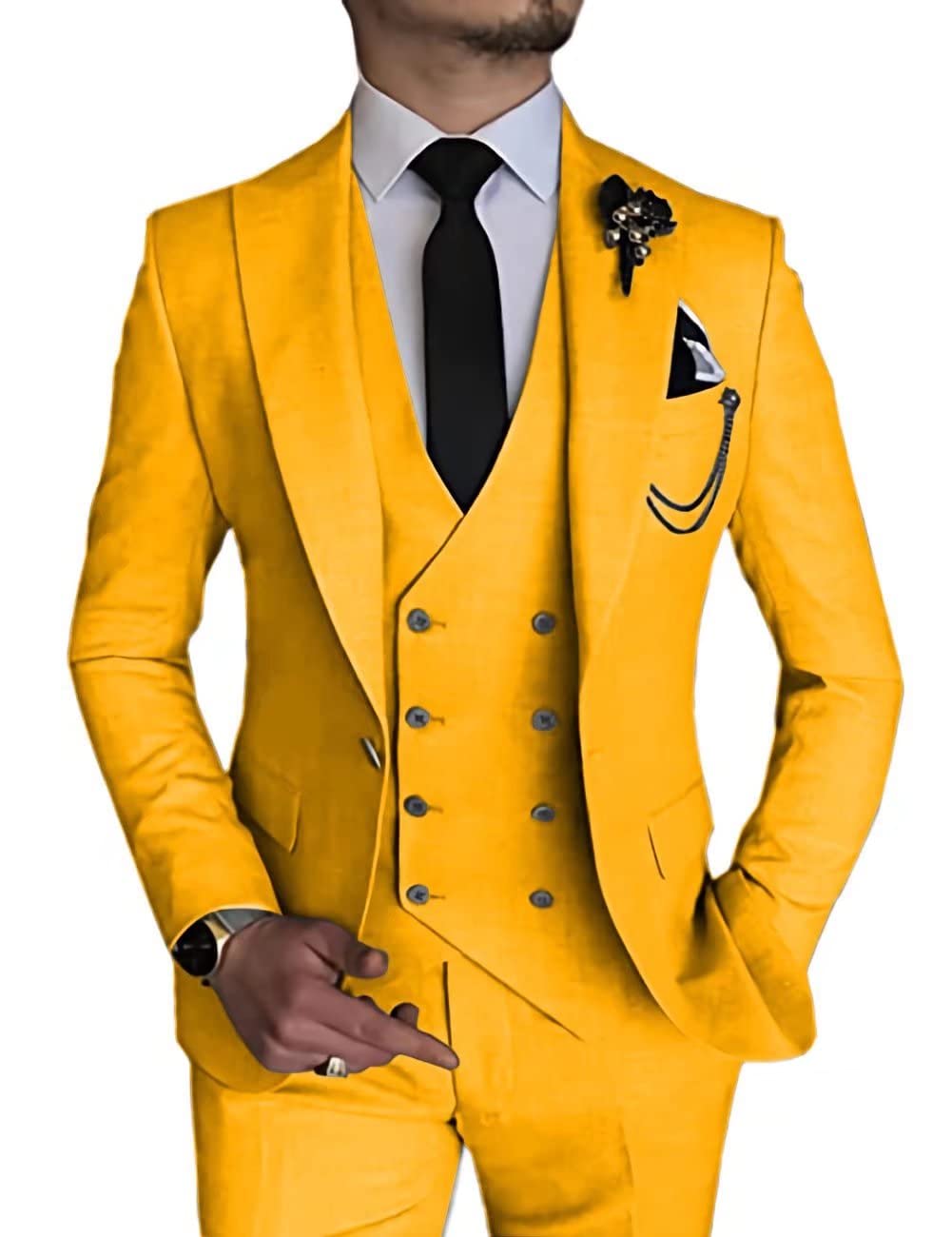 Men's Slim Fit 3 Piece Suit - One Button Blazer with Vest & Pants for Business, Wedding, Prom | Formal Attire for Office, Groom & Special Occasions