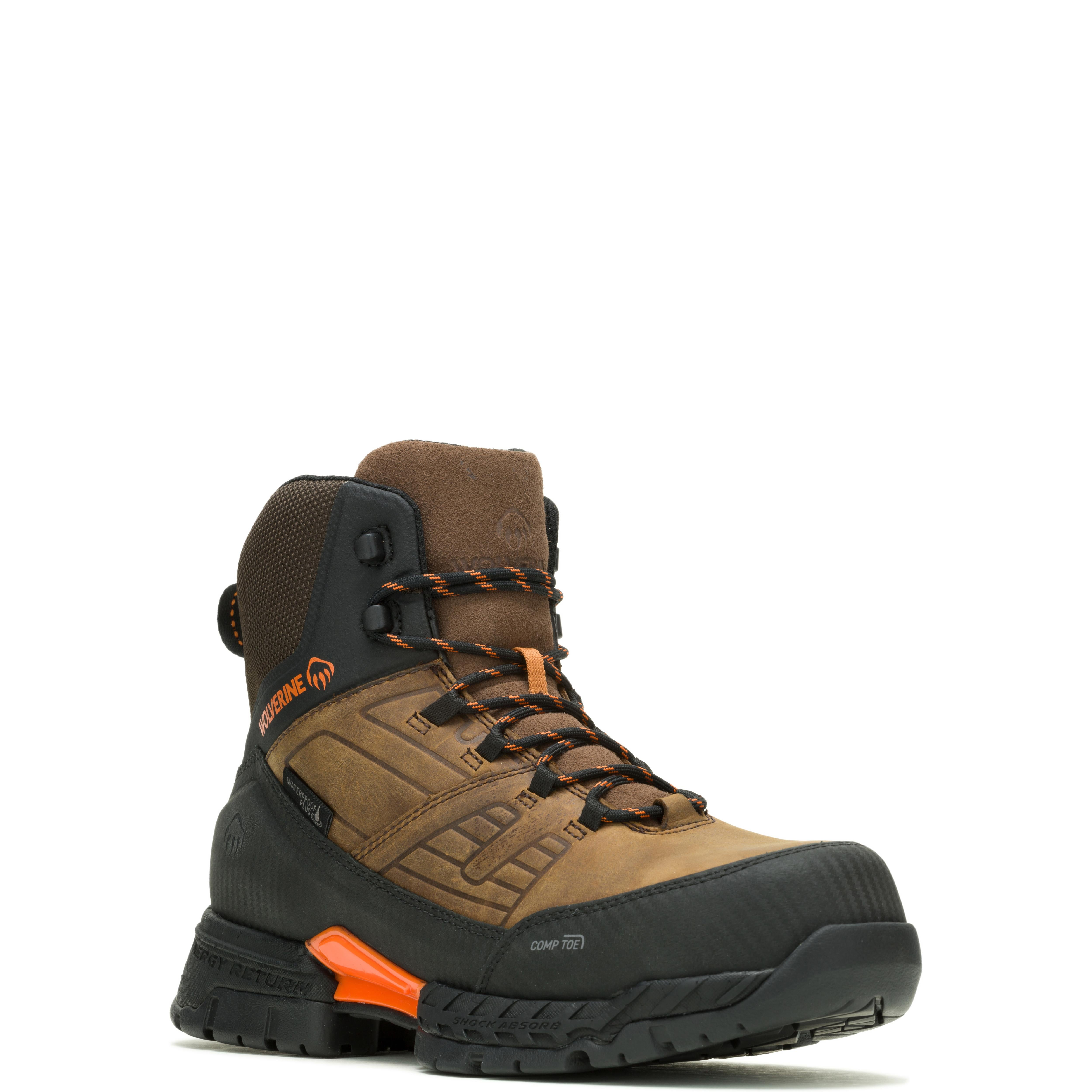 Surge LX Energy Rebound CarbonMax Work Boots for Men - Brown Safety Shoes with Slip Resistance & Comfort Support - Ideal for Construction, Warehouse & Outdoor Work