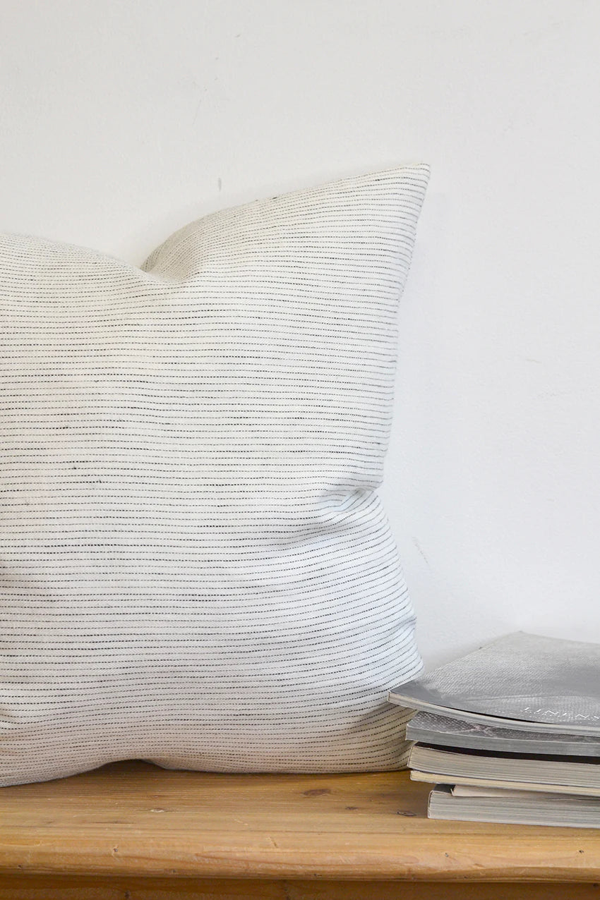 Morse Code Stripe and Dot Linen Pillow Cover 22x22 Inches - Bohemian Home Decor for Living Room, Bedroom, and Nursery