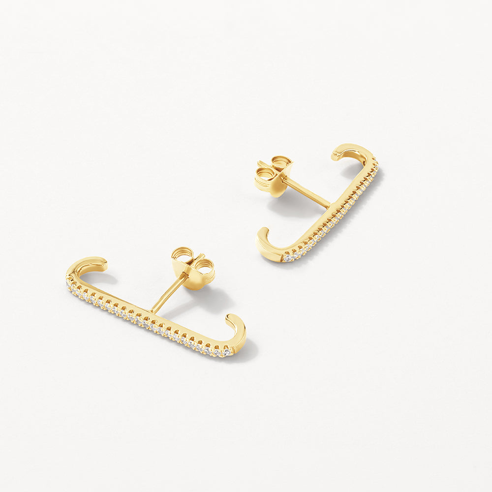Gold White Zircon Pave Suspender Stud Earrings for Women - Elegant Dangle Earrings for Parties, Weddings & Special Occasions