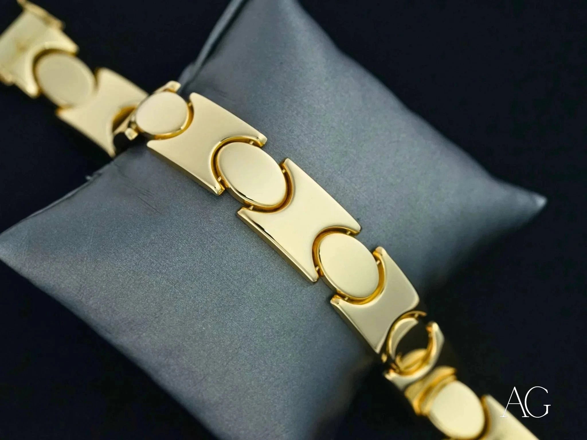 18K Solid Gold Men's Bracelet - Bold & Elegant Design with Secure Box Clasp | Perfect for Gifts, Weddings & Special Occasions