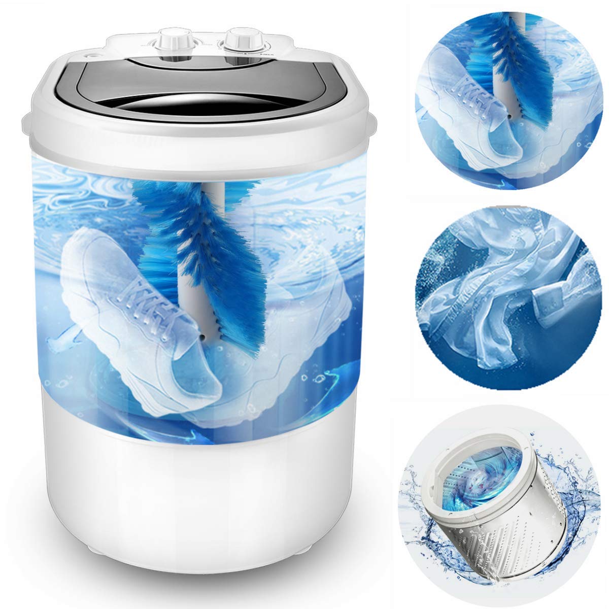 Portable Mini Washing Machine - Semi-Automatic 3-in-1 Washer for Clothes & Shoes with Spin Dry Function, 9.9 lbs Capacity - Perfect for Dorms, Apartments, RVs & Travel