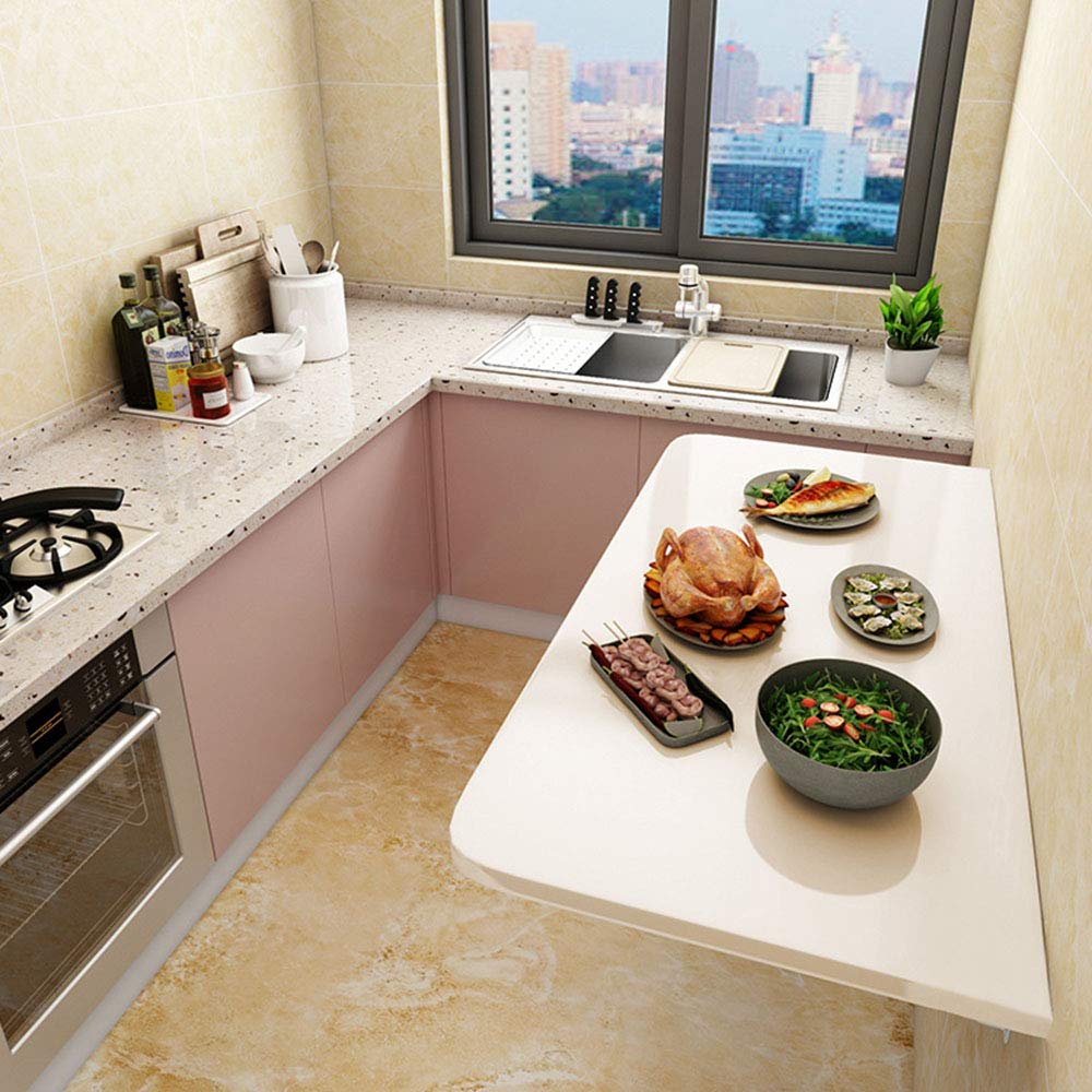 Foldable Wall-Mounted Dining Table - Space Saving Kitchen & Small Apartment Table with White Finish | Perfect for Compact Living, Studio Apartments & Kitchen Prep Work