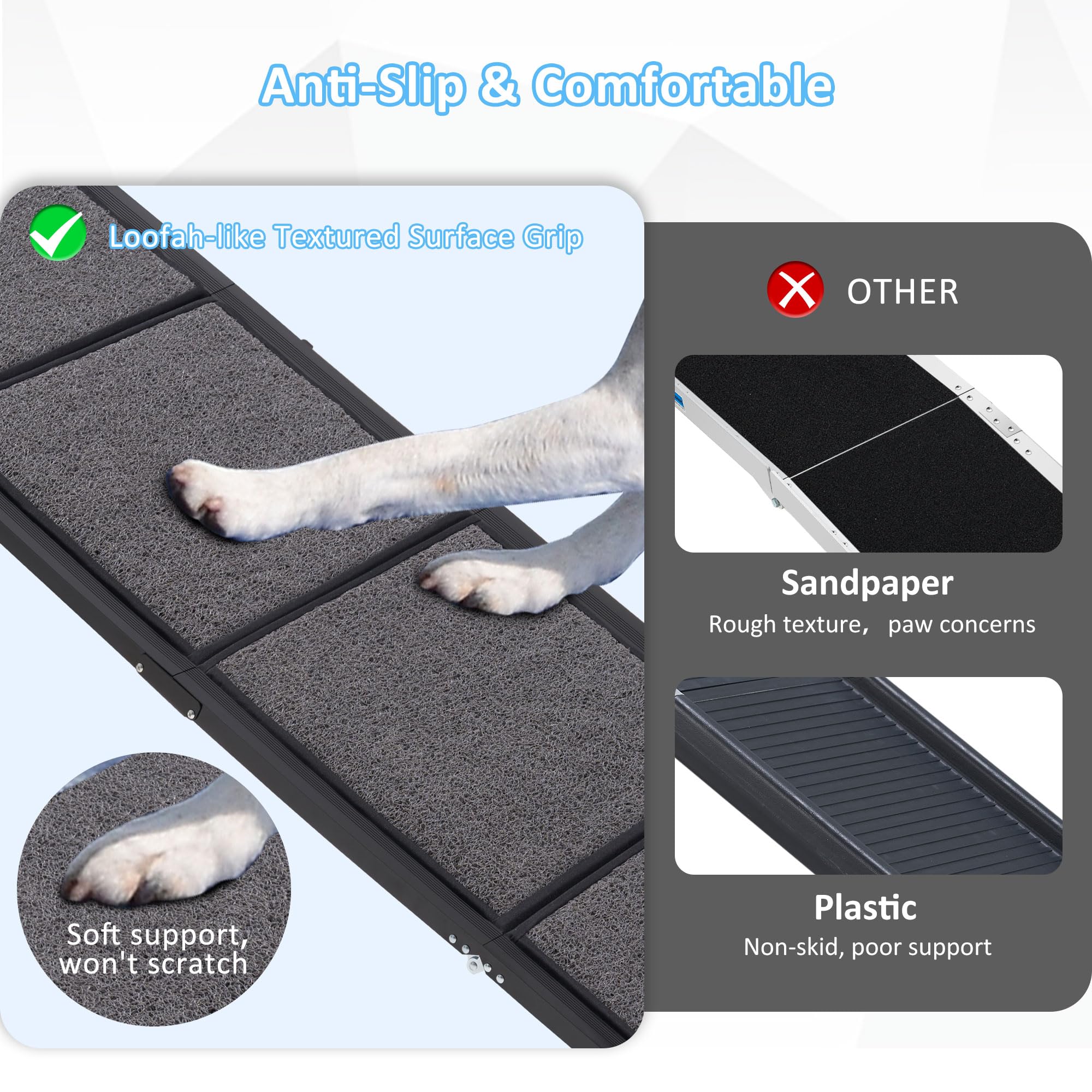 HABUTWAY Extra Wide Dog Ramp for Cars - 250LBS Capacity, 71''L x 20''W Portable Folding Pet Ramp for Large Dogs, Non-Slip SUV & Truck Dog Steps for Medium to Large Breeds | Perfect for Travel, Vet Visits & Home Use