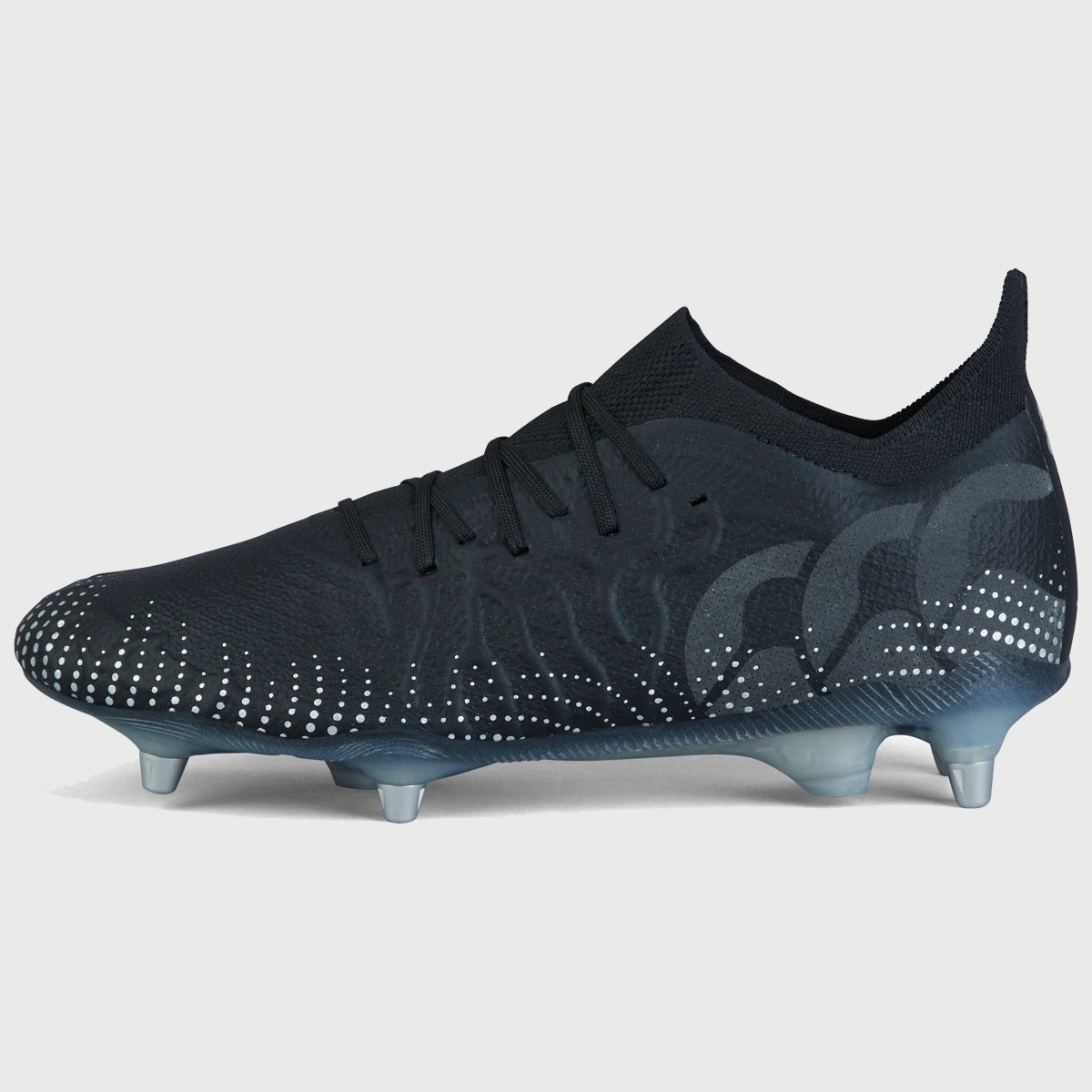 Canterbury Speed Infinite Elite SG Rugby Boots for Men - Black/Silver - High-Performance Cleats for Rugby Matches & Training