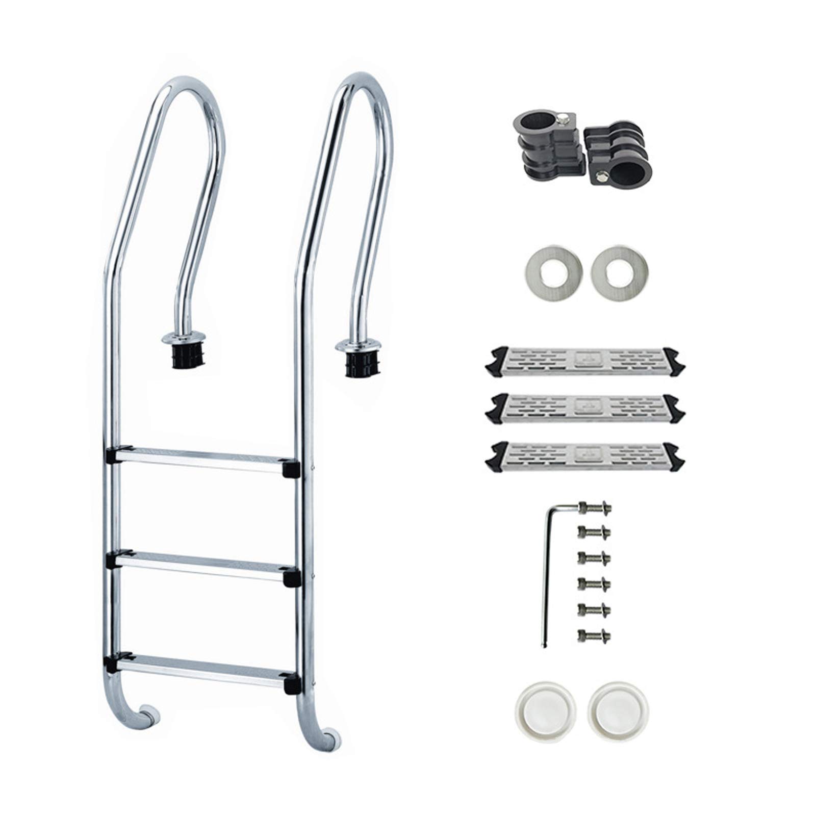 Non-Slip 3-Step Stainless Steel Pool Ladder for In-Ground & Above Ground Pools - Easy Mount Legs, Durable Design for Safe Entry & Exit - Perfect for Backyard, Residential & Commercial Swimming Pools