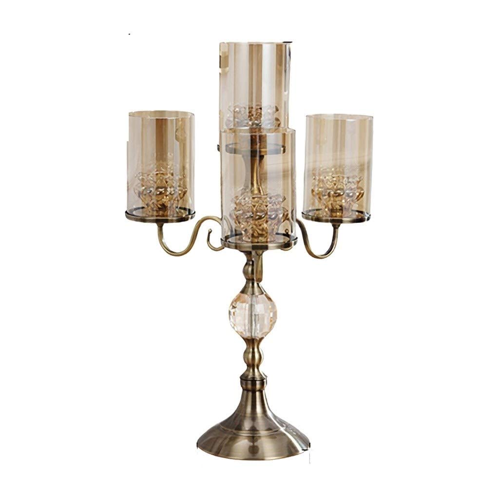 Vintage Metal & Crystal Glass Candle Holder Set of 4 - Elegant Candelabra for Romantic Dinners, Wedding Decor, Home Centerpiece - Perfect Wedding Gift & Tabletop Decoration for Special Occasions