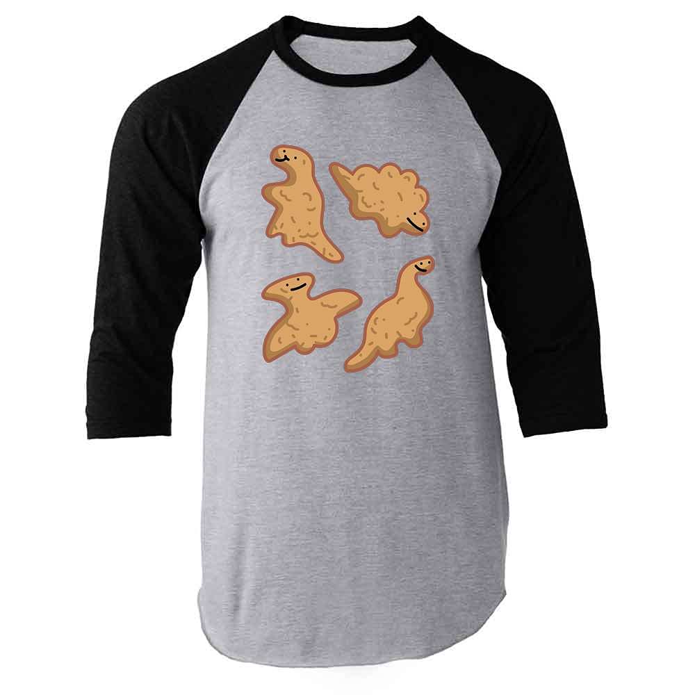 Pop Threads Kawaii Dino Nuggets Graphic T-Shirt for Men - Funny Cute Chicken Nugget Print Tee - Perfect for Casual Wear, Gifts & Dinosaur Lovers