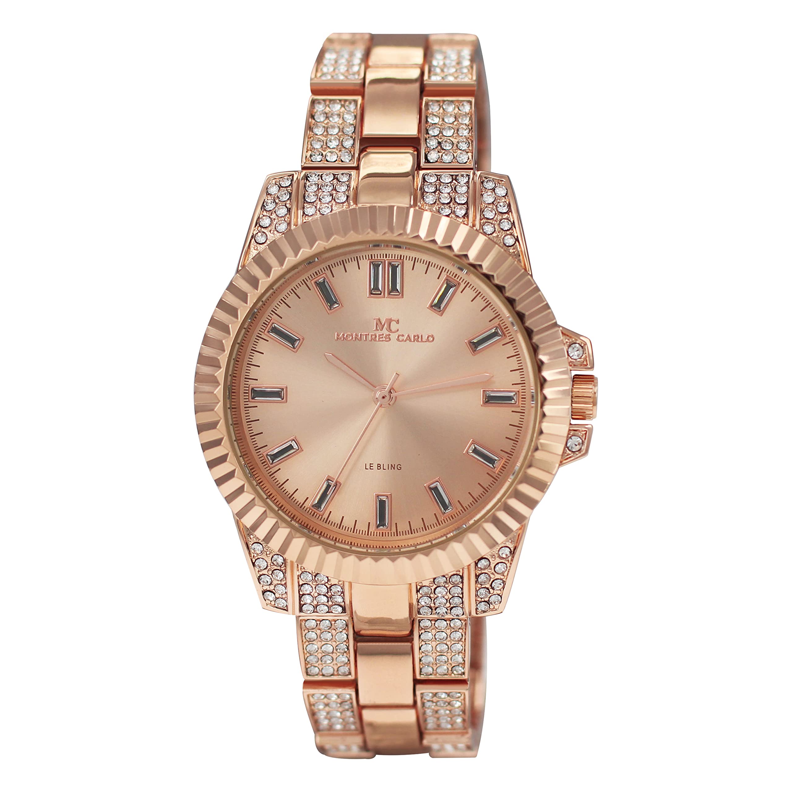 Luxury Carlo Ladies 5035 Diamond Iced Out Stainless Steel Band Designer Watch - Perfect for Parties, Weddings & Special Occasions