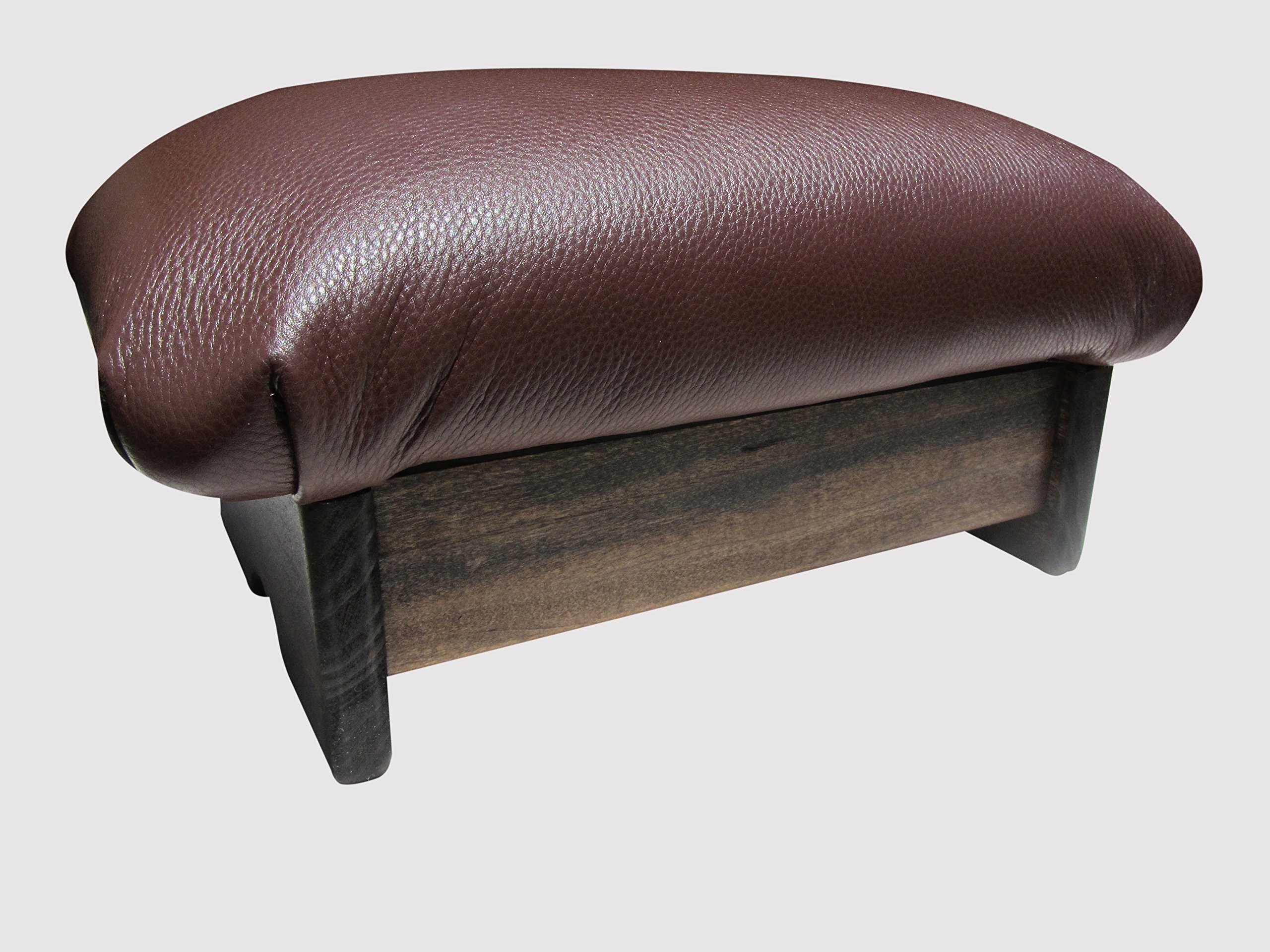 Premium Padded Foot Stool with Chocolate Ganache Leather - 7