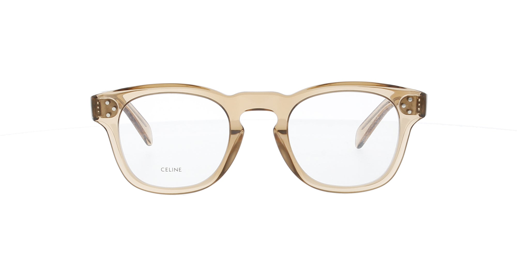 Celine Bold 3 Dots Transparent Brown Eyeglass Frames - Stylish & Lightweight for Work, Reading & Fashion Accessories