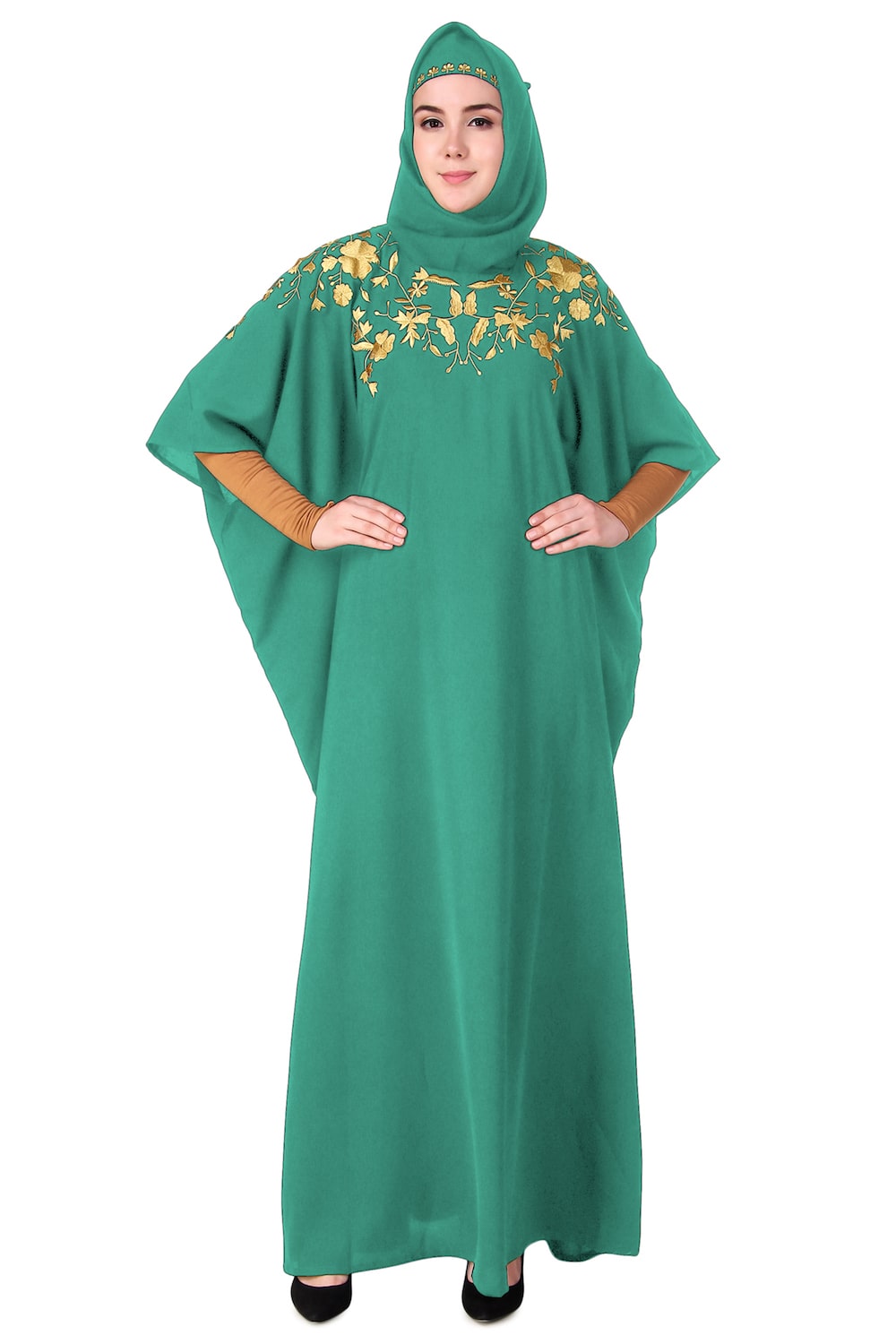 Exquisite Hand-Embroidered Floral Kaftan Dress for Women | Boho Chic Beach Cover Up | Perfect for Summer Vacations, Pool Parties & Resort Wear