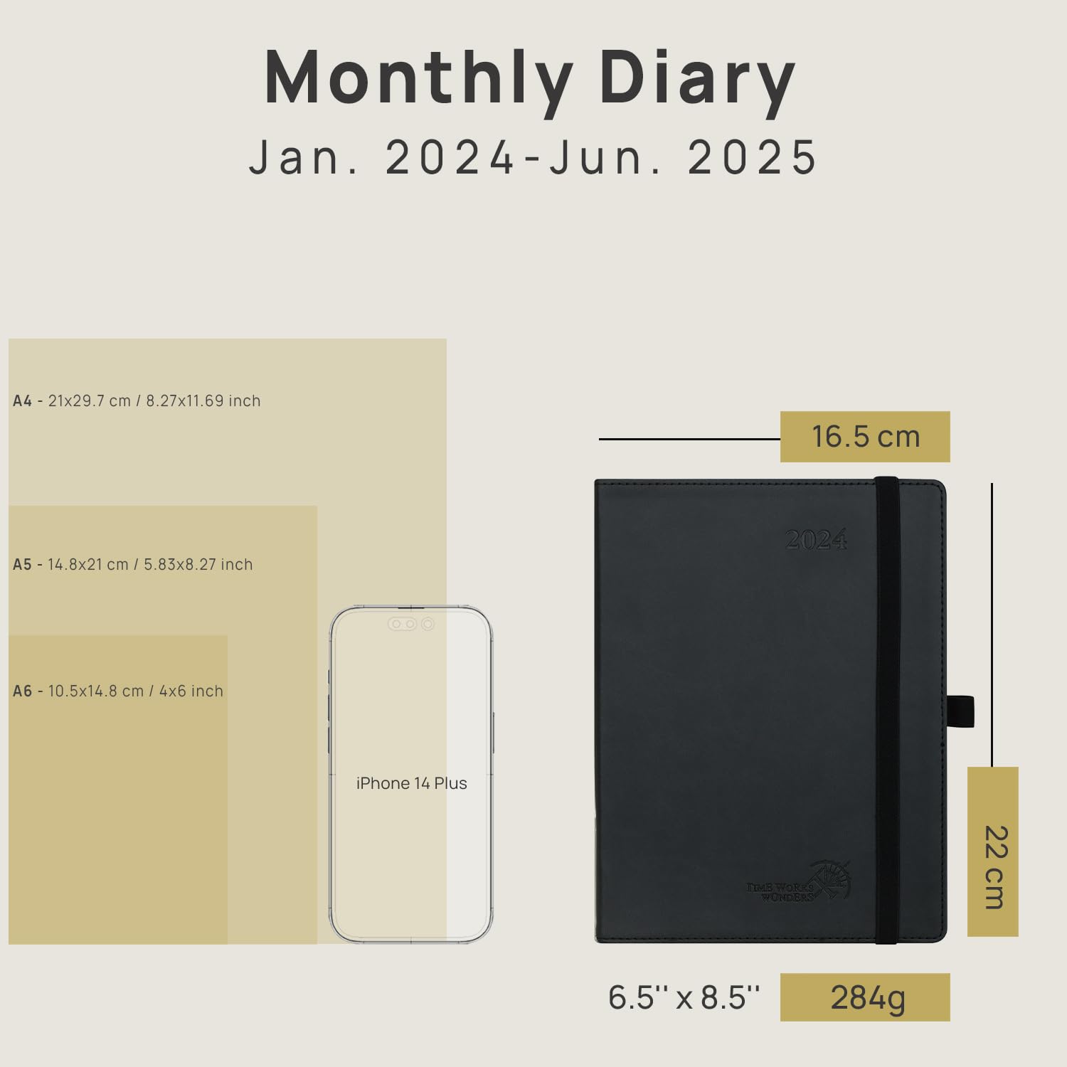 POPRUN 2024-2025 Monthly Planner - 18 Month Spiral Bound Calendar (Jan 2024-Jun 2025) with Expense Tracker & Notes, 6.5