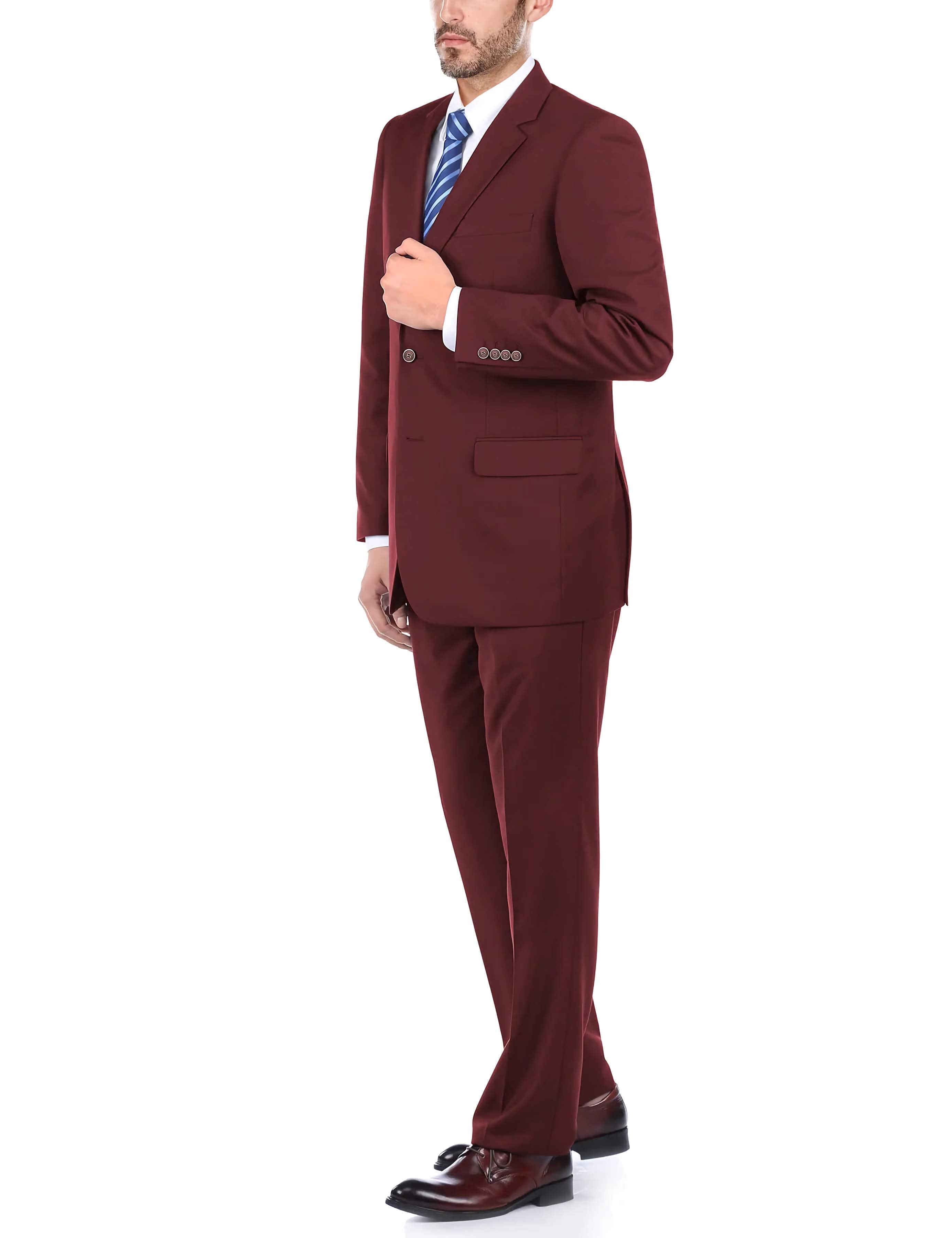 Classic 2-Button Burgundy Men's Suit Set - Formal Business Attire for Weddings, Interviews & Office Wear