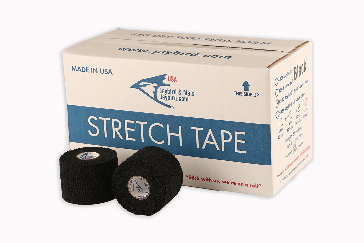 Jaybird & Mais Lightweight Stretch Tape - 1.5 Inch Wide Elastic Sports Tape for Wrist, Knee & Ankle Support - Black Athletic Tape for Injury Prevention & Recovery - Perfect for Running, Gym & Physical Therapy
