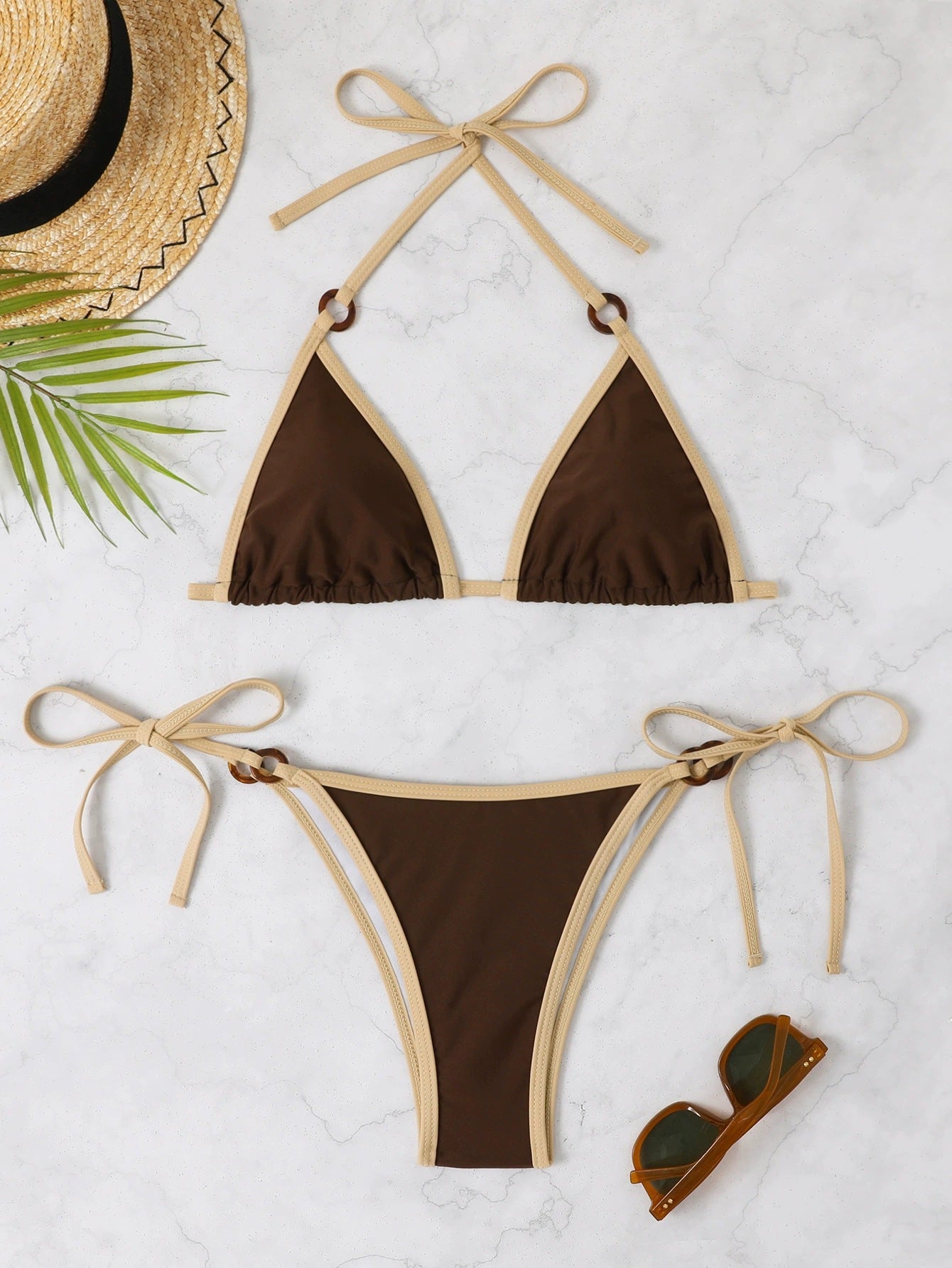 ZASUWA Women's Sexy Contrast Color Bikini Set - High Waisted Swimwear Two Piece for Beach, Pool & Summer Vacation