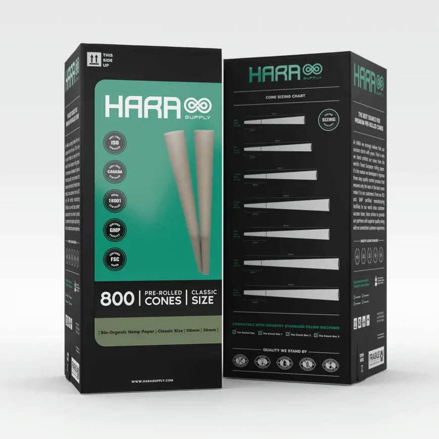 Hara Supply Classic Size 98/26 Pre Rolled Cones - 100% Natural Unbleached Rolling Papers for Perfect Joints & Blunts - Ideal for Home Use, Parties & Outdoor Activities