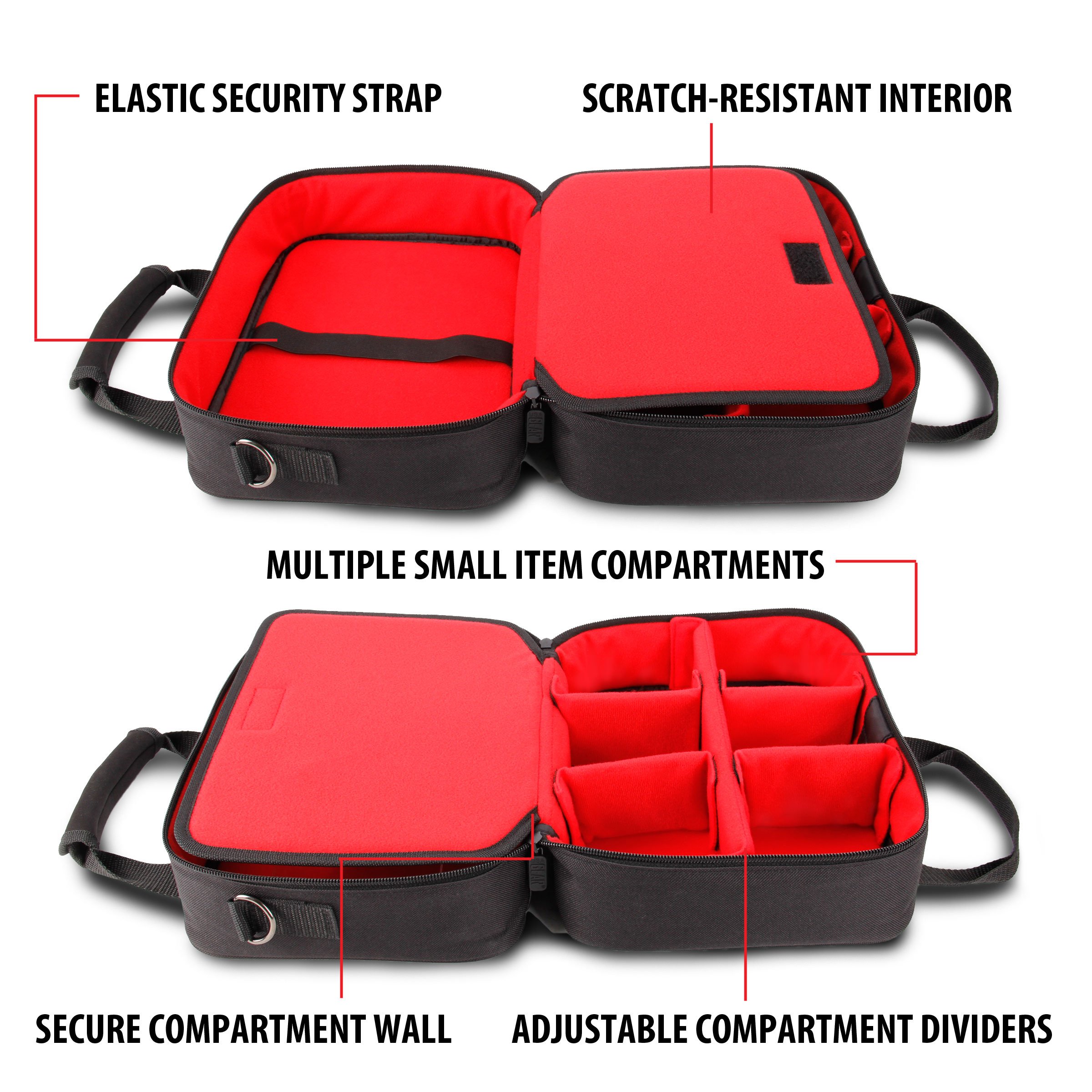 USA Gear Drone Carrying Case - Waterproof Hard Shell Compatible with DJI Mavic Pro 2, Yuneec Breeze & Most Drones - Fits Drone, Controller, 4 Batteries & Accessories - Perfect for Travel, Hiking & Outdoor Photography (Red)