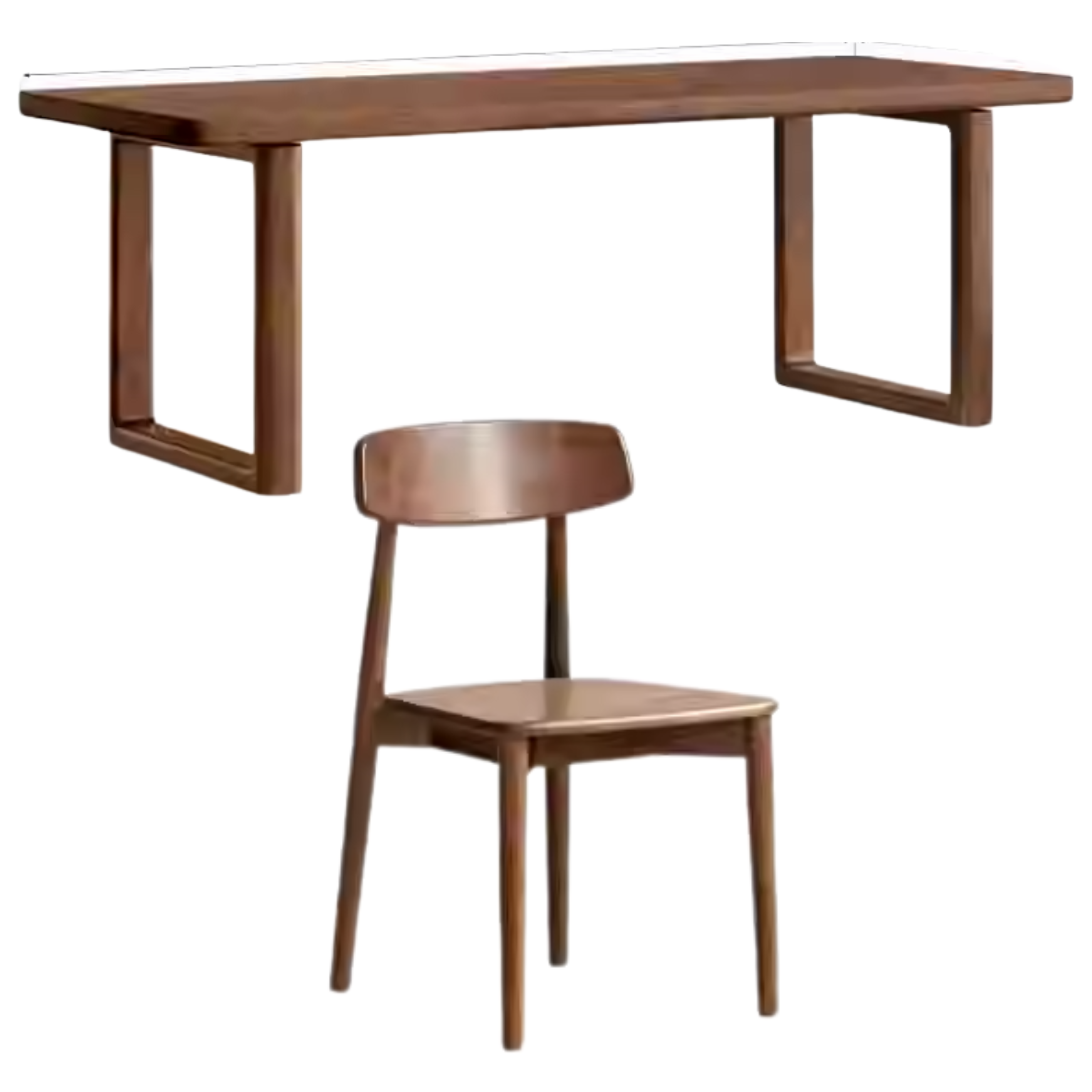 86.6x35.4x29.9 inch / 220x90x76 cm/ Walnut Color / Dining table and six chairs (solid wood chair)