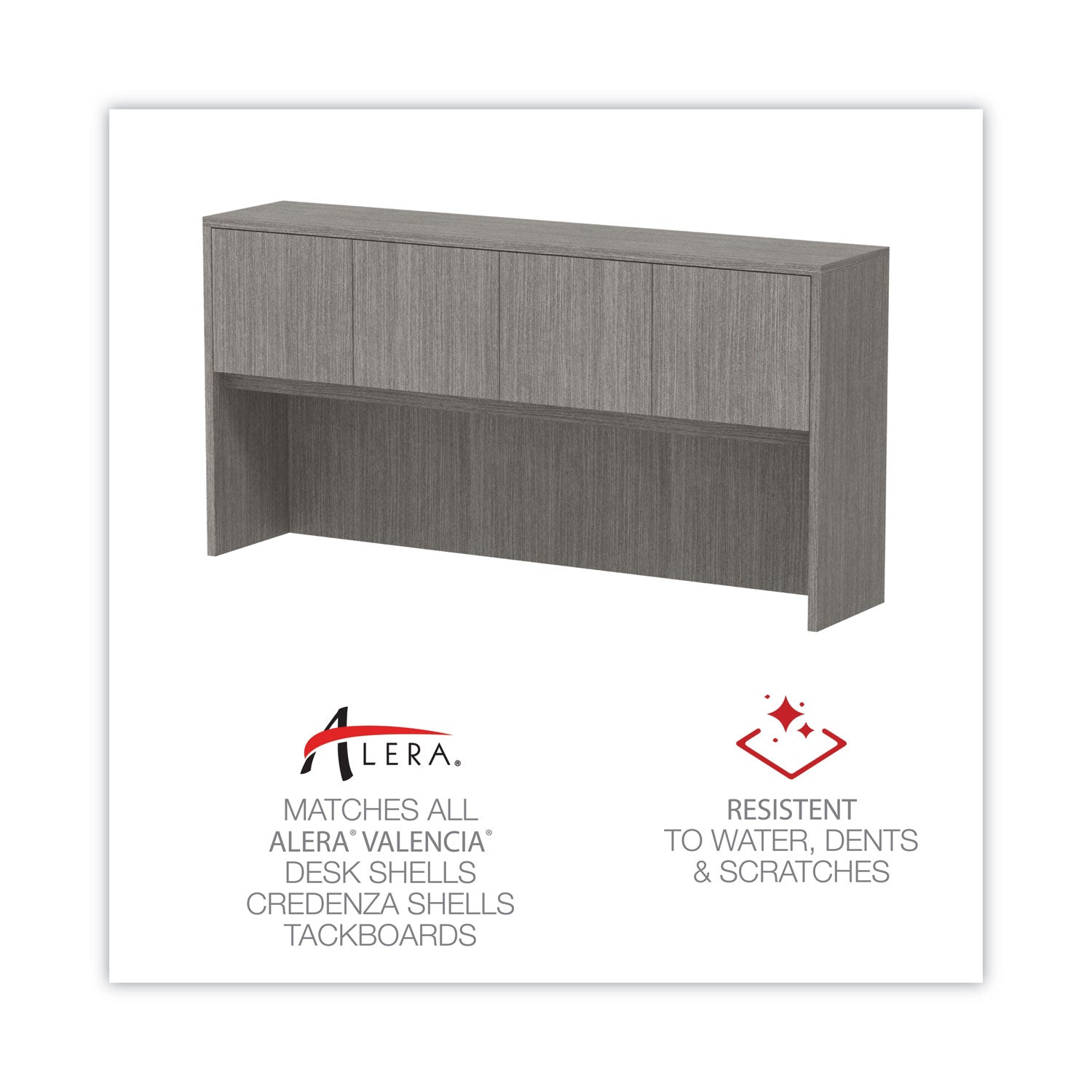 Alera Valencia Series Hutch with Doors - 4 Compartment Storage Cabinet, 70.63