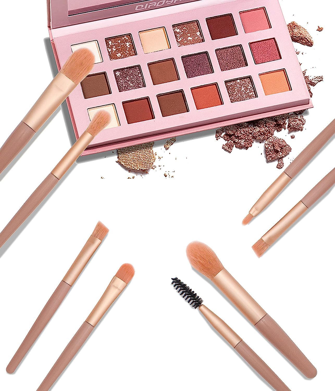 Keskriva 8PCS Makeup Brush Set for Foundation, Blush, Eyeshadow, Eyelash, Lip & Brow - Professional Cosmetic Brushes for Powder, Concealer & Makeup Application | Perfect for Travel & Daily Beauty Routine