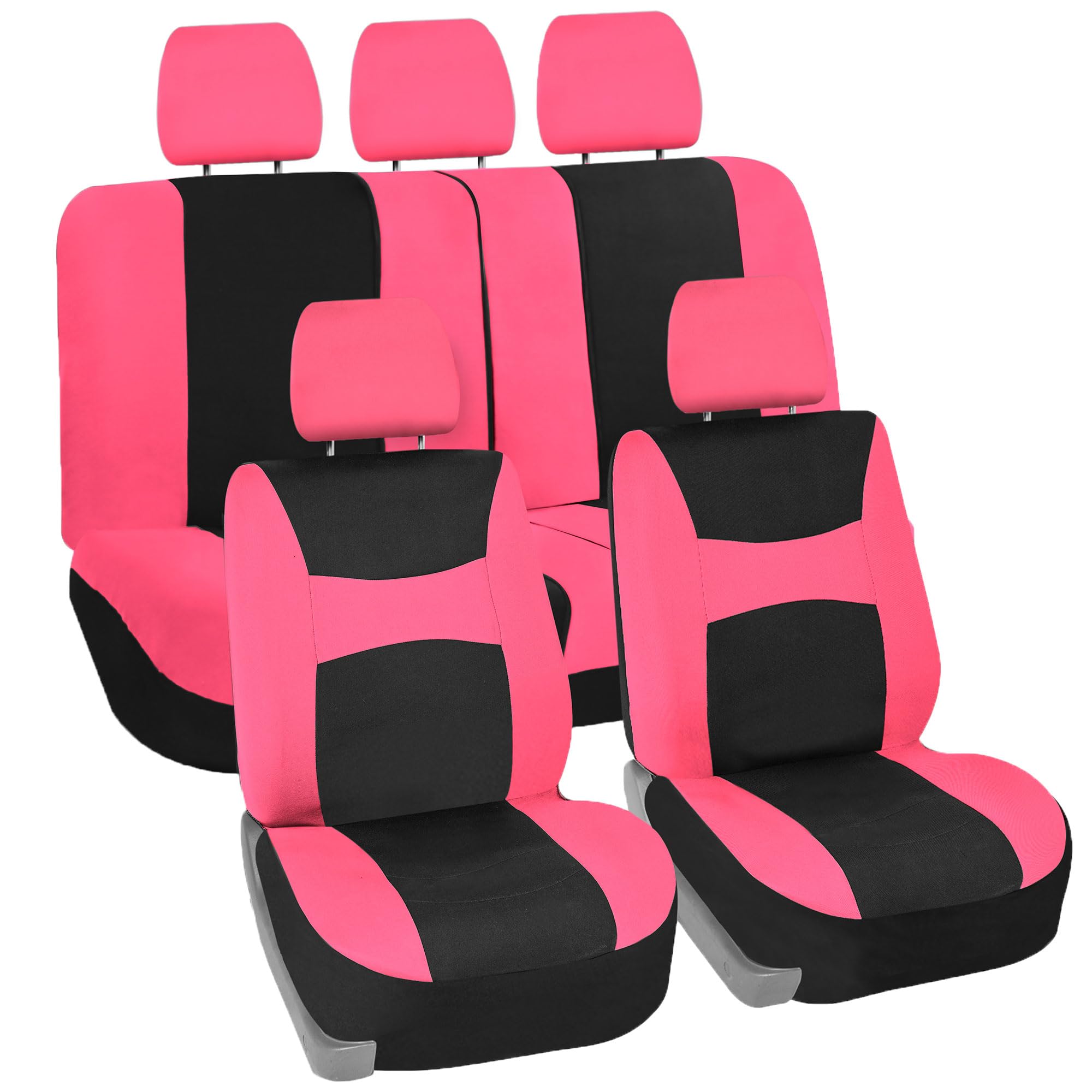 TLH Automotive Seat Covers - Lightweight Breathable Full Set Car Seat Covers, Pink Universal Fit for Cars Trucks & SUVs | Airbag Compatible Split Rear Design | Perfect for Daily Commute, Road Trips & Interior Protection