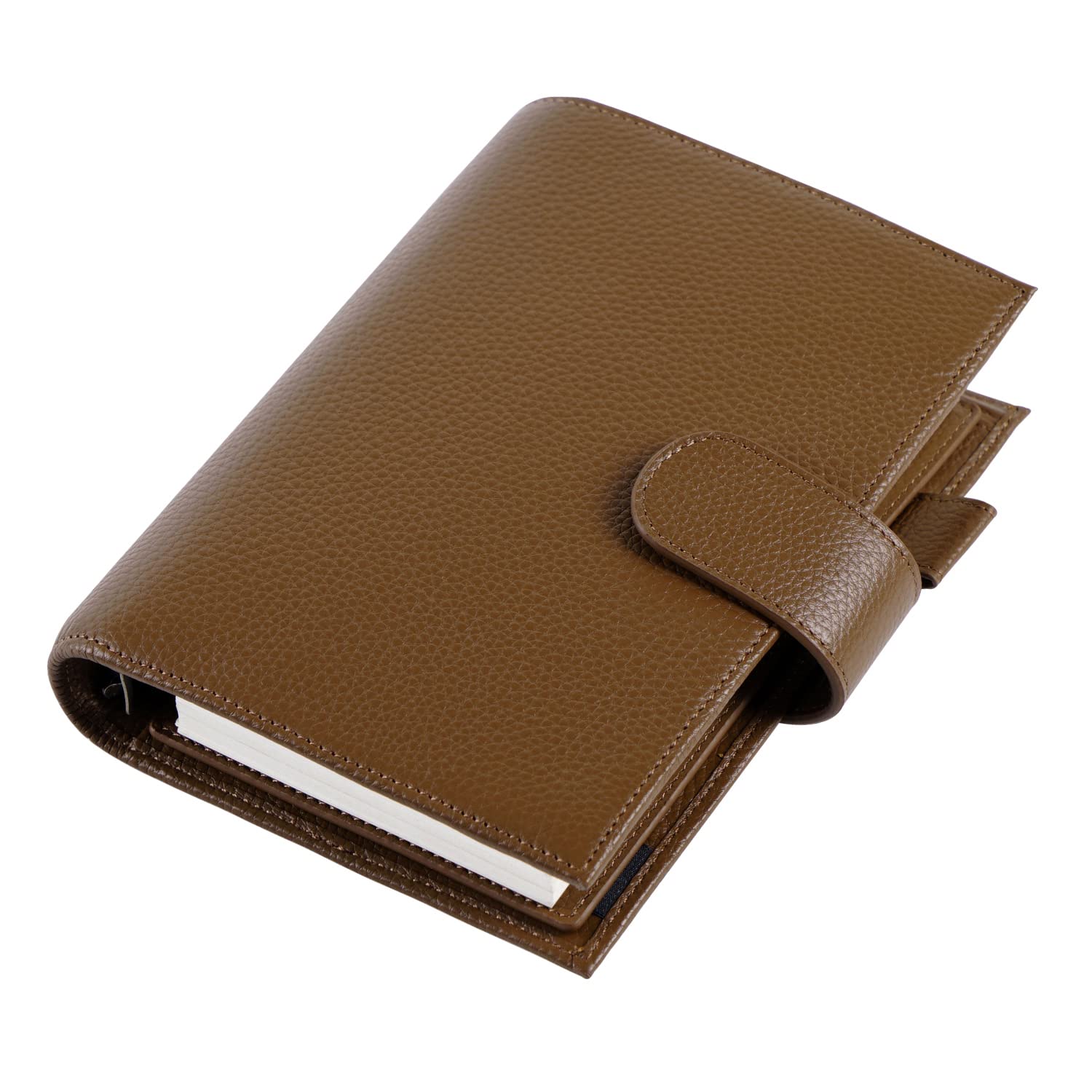 Moterm Genuine Leather Planner Binder - 25mm Ring Organizer for A5 Notebooks (Pebbled Chocolate Brown) | Perfect for Work, School & Daily Planning