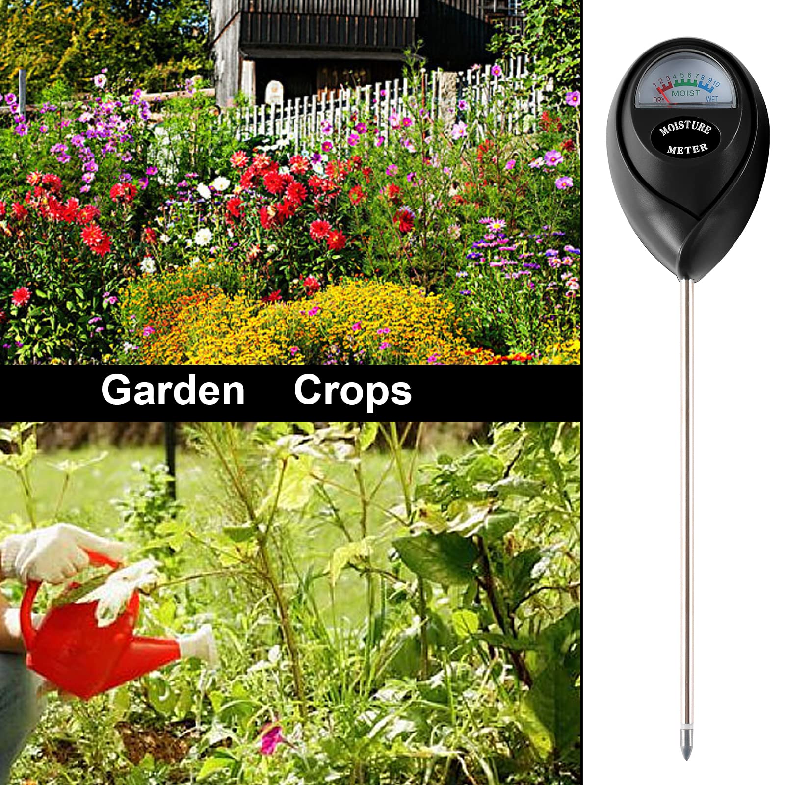 2 Packs Soil Moisture Meter - Plant Water Tester for Indoor & Outdoor House Plants, Garden, Lawn, Farm - No Battery Required Soil Test Kit (Black & Green) - Perfect for Gardening, Houseplant Care, and Agriculture Monitoring