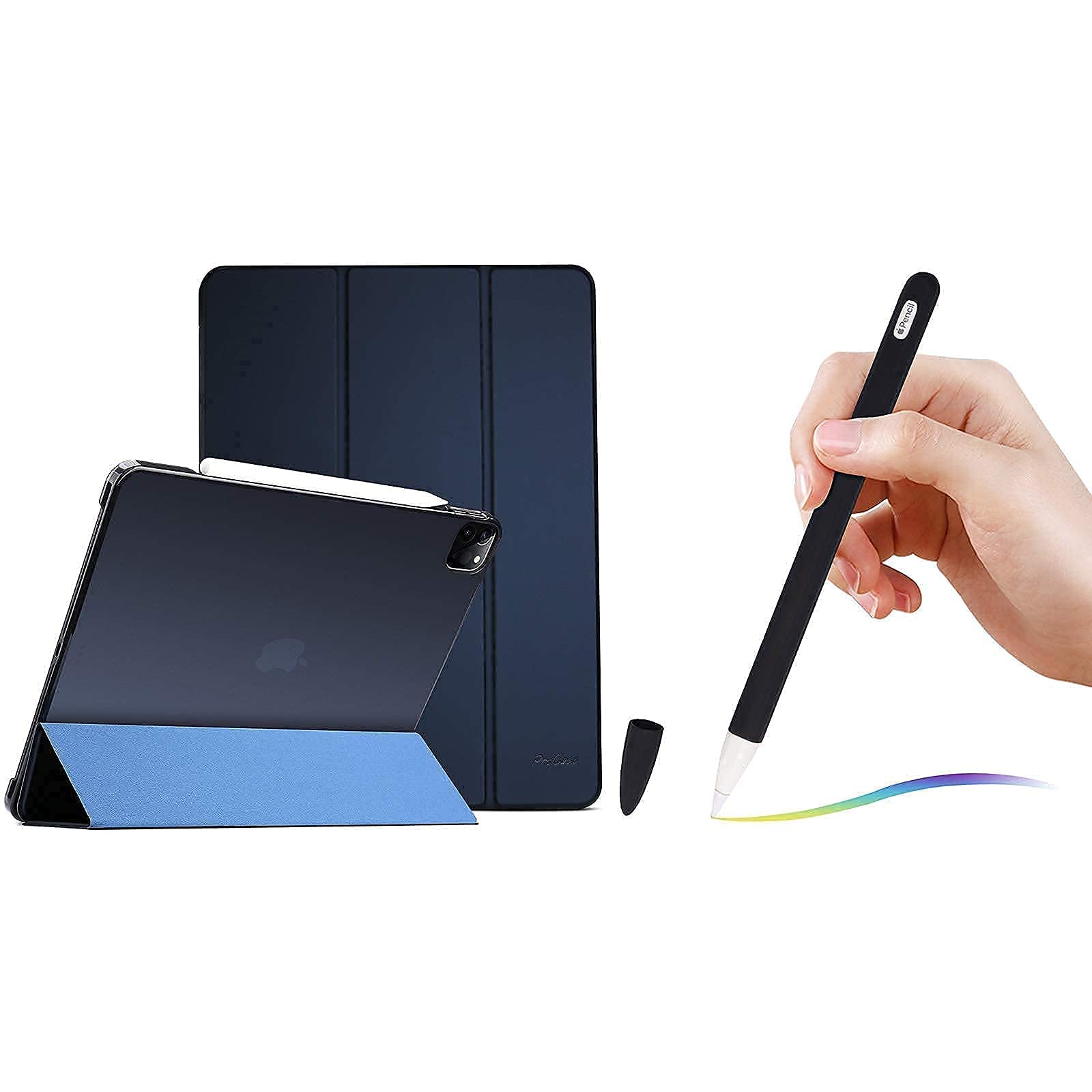 ProCase iPad Pro 11 Case (2020 & 2018 Models) - Slim Hard Shell with Soft Silicone Cover & Apple Pencil 2 Holder | Protective Case for Work, School & Travel