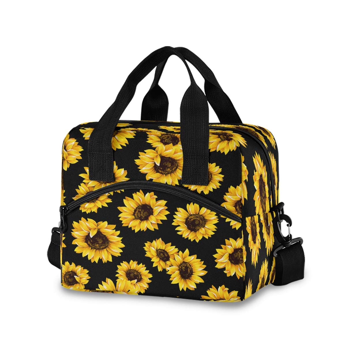 SUABO Insulated Lunch Cooler Bag for Women & Men - Sunflower Pattern Tote Lunch Bag - Perfect for Work, School, Picnics & Outdoor Activities
