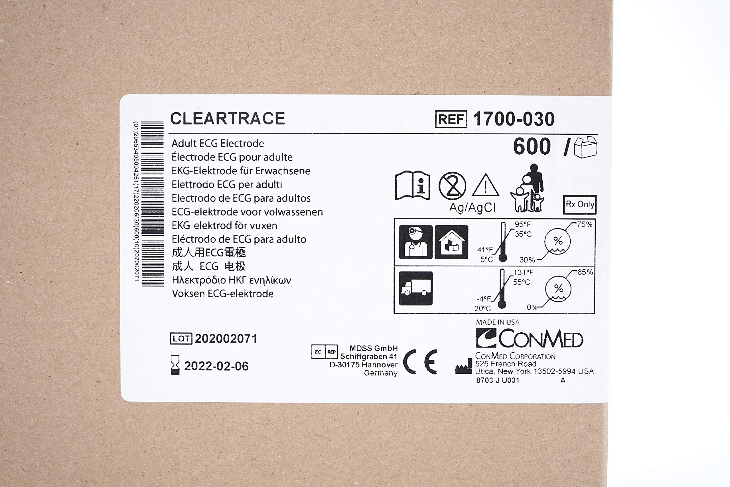 ConMed 1700-030 Cleartrace Adult ECG Electrodes - 600 Pack of General Purpose Medical Electrodes (20