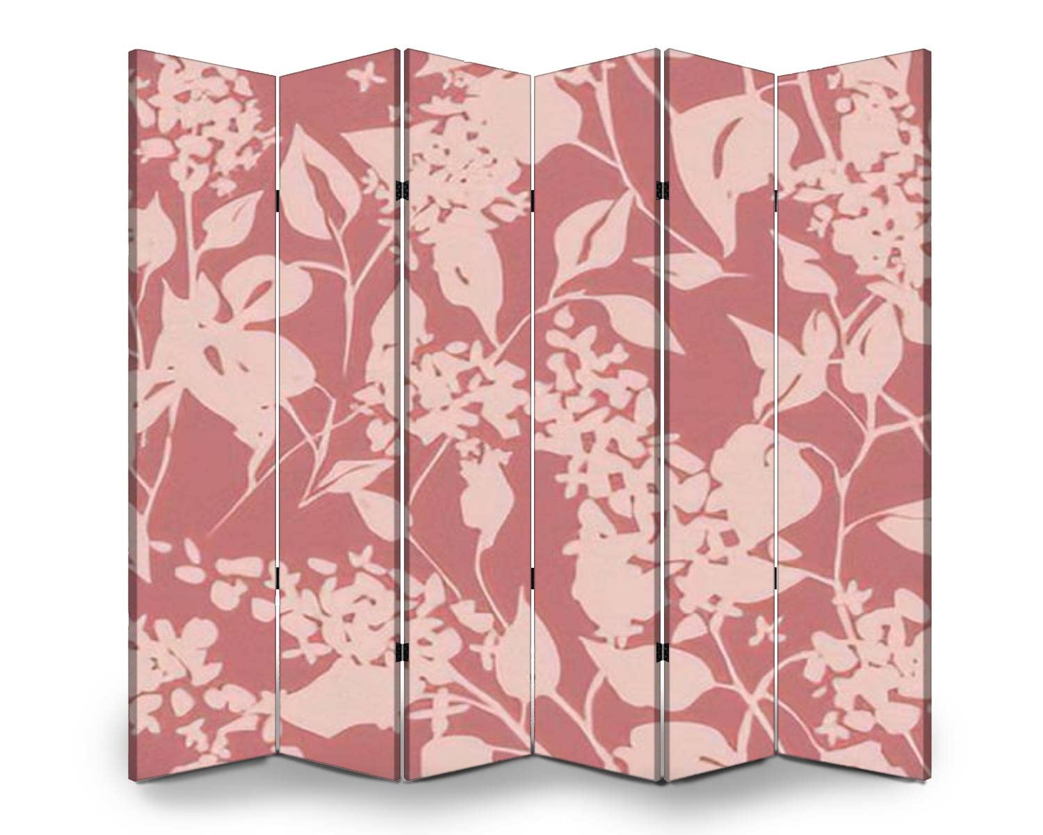Vintage 6-Panel Folding Room Divider with Floral Lilac Design - Freestanding Privacy Screen for Indoor/Outdoor Use - Perfect for Home Office, Bedroom Partition, and Event Space Separation