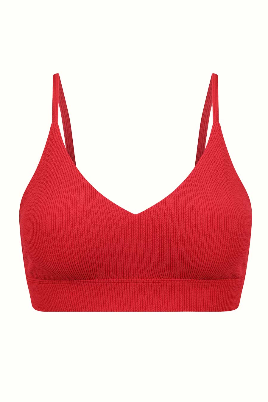 Byron Adjustable Bikini Top for Women - Red Textured Swimwear for Beach, Pool & Summer Vacations