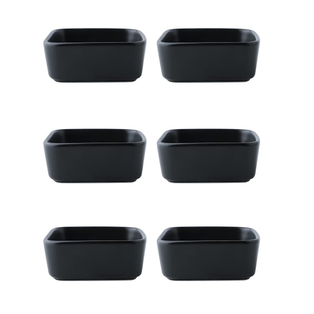 Matte Square Porcelain Side Dish Bowls - 6-Piece Set for Soy Sauce, Dipping & Seasoning (Green, Grey, Black, Blue, White, Pink) - Perfect for Sushi, Dumplings & Asian Cuisine