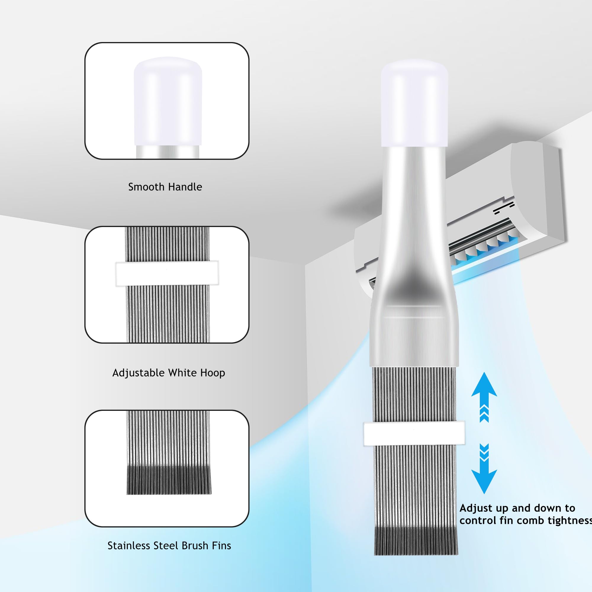 2 Pack Air Conditioner Fin Comb & HVAC Coil Straightener Tool - AC Radiator Cleaning Brush Kit for Condenser & Evaporator Coils | Perfect for HVAC Maintenance, Home AC Repair & DIY Cooling System Care