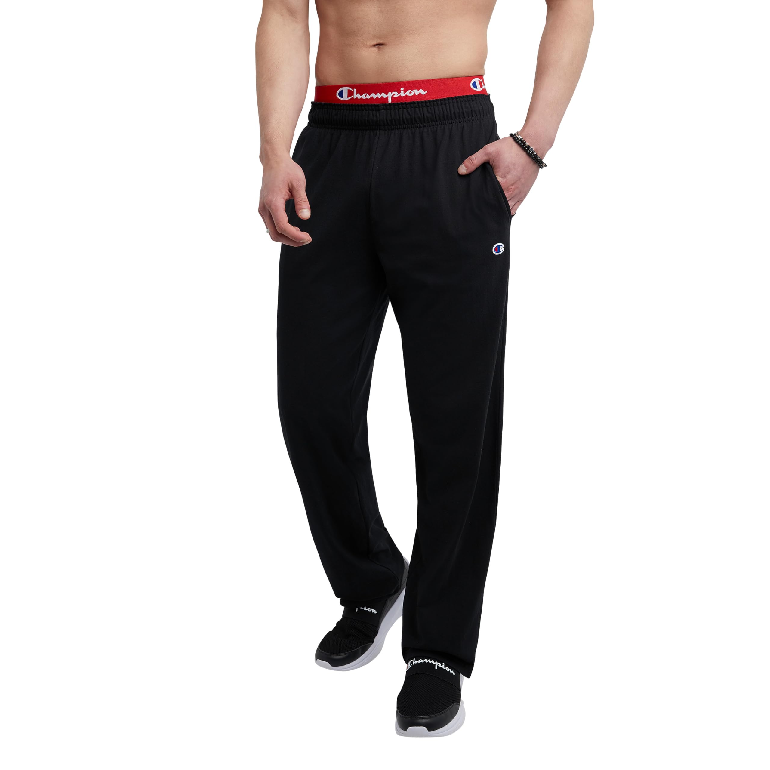 Champion Men's Lightweight Open-Hem Lounge Pants - Comfortable Jersey Fabric for Relaxation & Sleep (Regular & Big & Tall Sizes) - Perfect for Home, Gym, and Travel