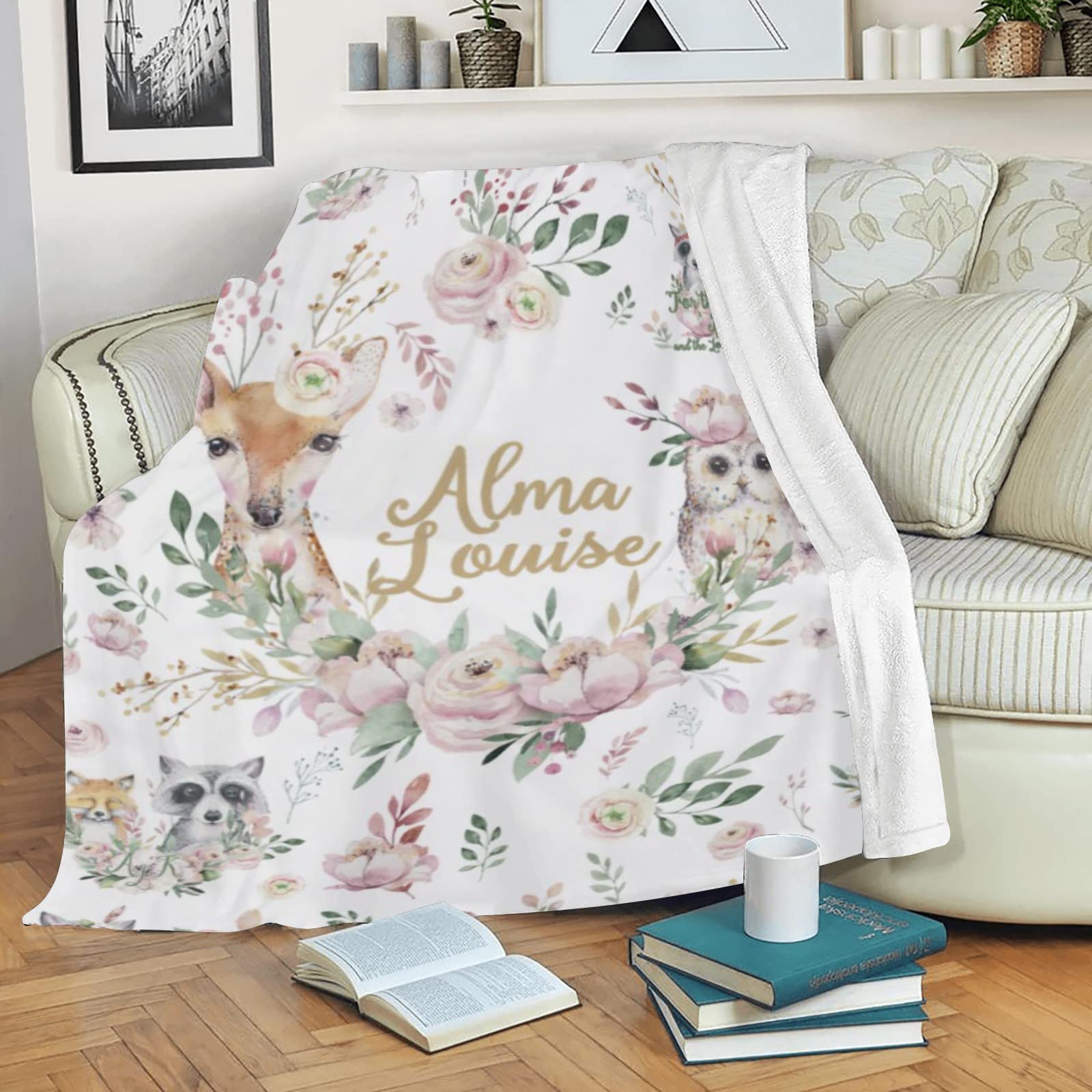 Personalized Baby Blankets for Girls with Name - Custom Newborn Baby Gift, 30x40 Inch Soft Receiving Blanket for Nursery Decor, Baby Shower Essentials & Cozy Swaddling