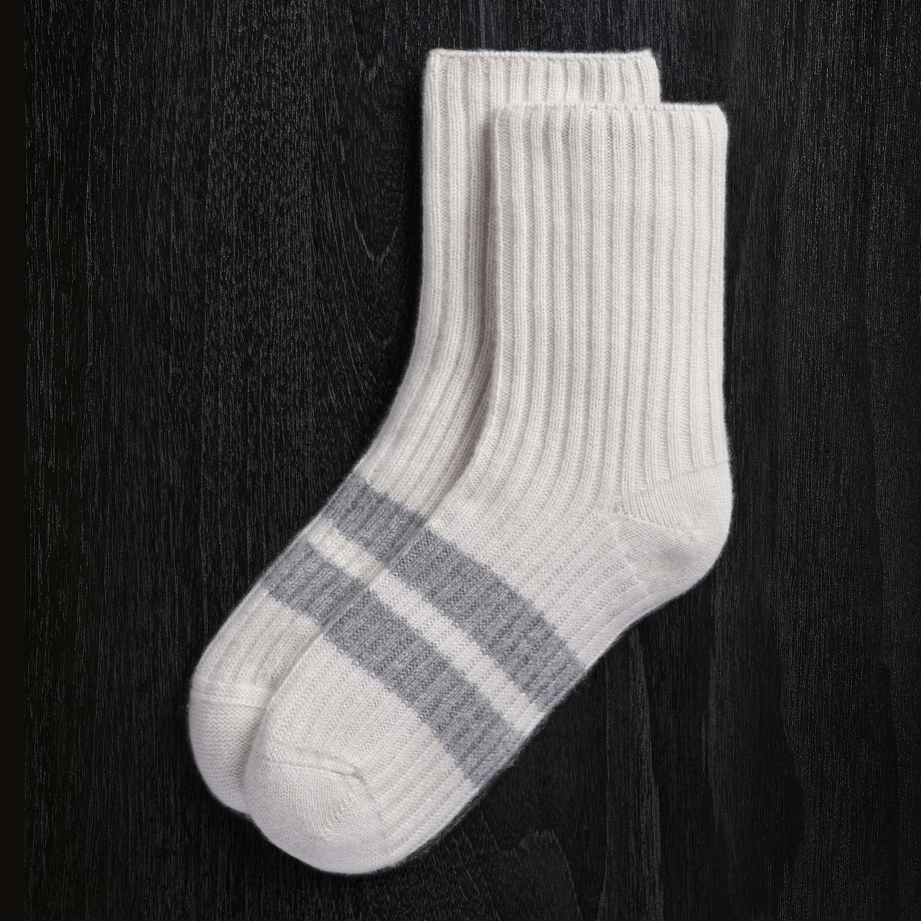 Luxury Cashmere Socks for Women - Soft & Warm Pearl Grey & Heather Grey Winter Socks - Perfect for Home, Office & Cold Weather Comfort