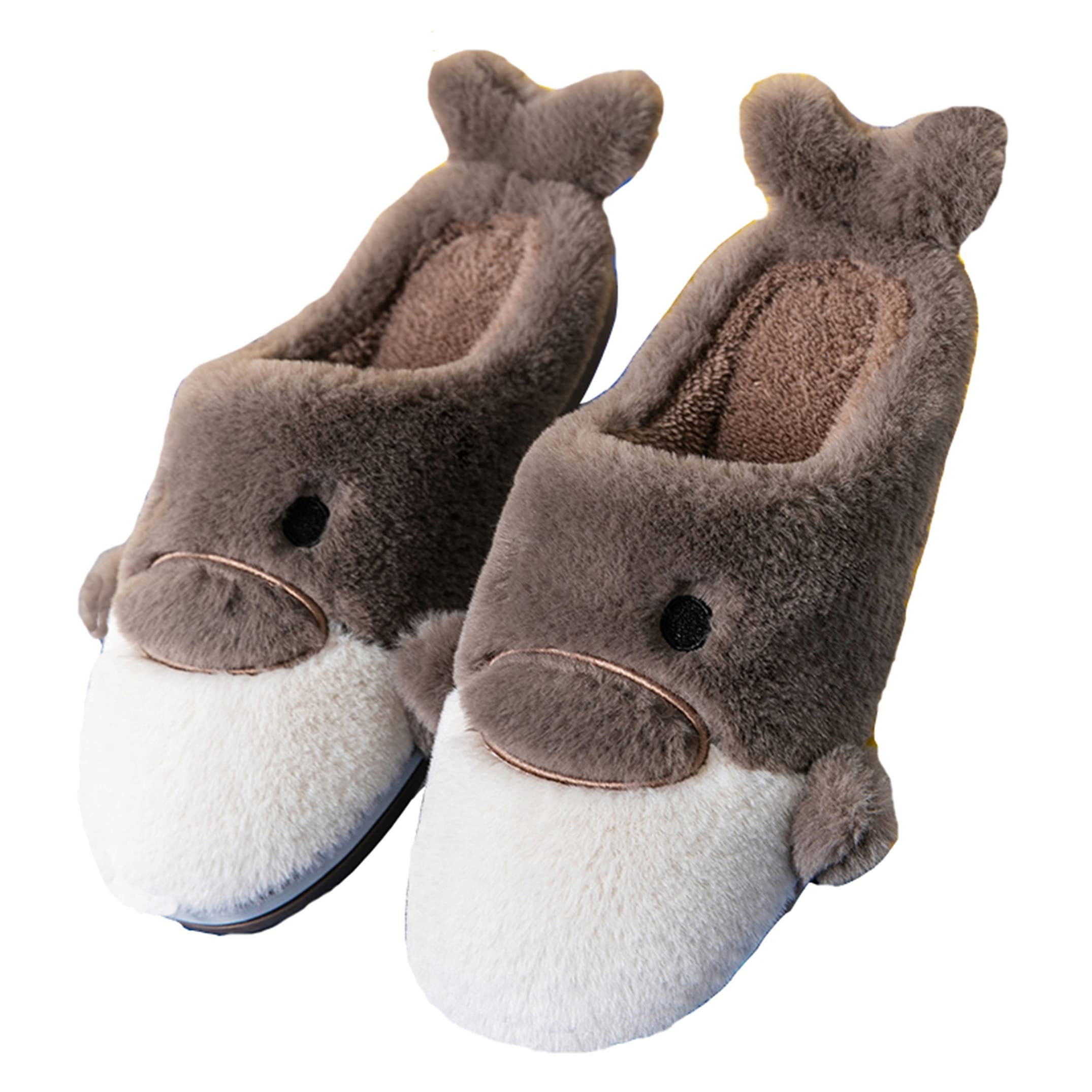YILANLAN Women's Fuzzy Animal Slippers - Cozy Winter Indoor/Outdoor House Shoes with Non-Slip Sole - Perfect for Home, Lounge, and Gift Giving (Cartoon Fish Design)