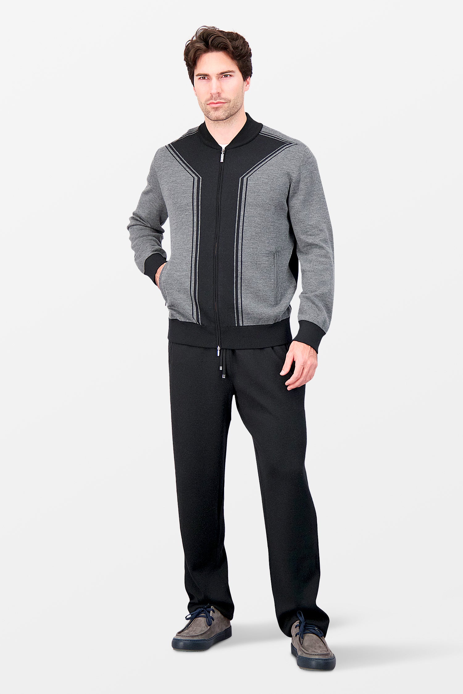 Zilli Black & Grey Jogging Tracksuit for Men - Comfortable Running Suit with Pockets - Perfect for Gym, Workout, and Casual Wear