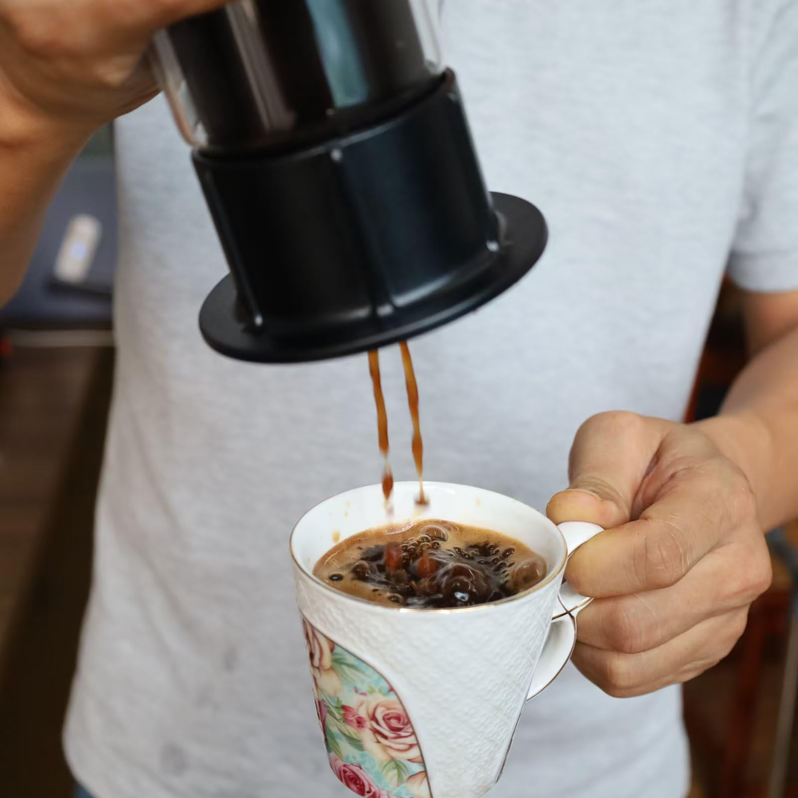 Portable Coffee Maker for Travel & Camping - Single Serve Drip Coffee Machine with Strong Button Feature, Compact & Lightweight - Perfect for Outdoor Adventures, Office, and Home Use