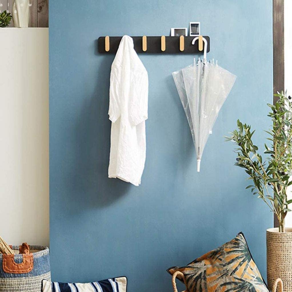 Rustic Wooden Coat Hook Rail - Wall Mounted Coat Rack with 6 Metal Hooks & Shelf - White & Black - Perfect for Entryway, Mudroom, Bedroom, or Bathroom Organization